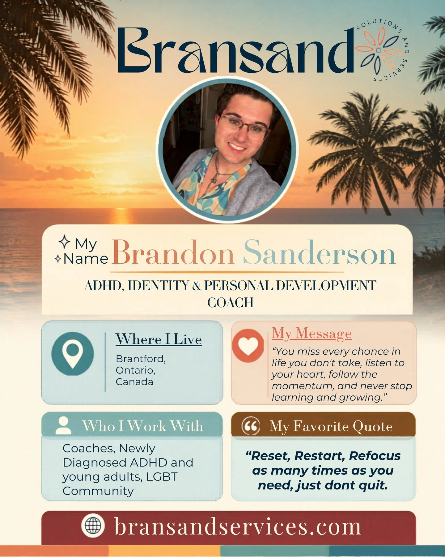 You might be new here, so let's fix that. 👋
I'm Brandon 🌈🧡, an ADHD, Identity &amp; Personal Development Coach based in Brantford, Ontario. 🇨🇦
I work with coaches, newly diagnosed adults with ADHD, and members of the LGBT community who are ready