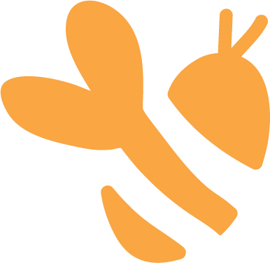 Silhouette of a bee with an orange color.