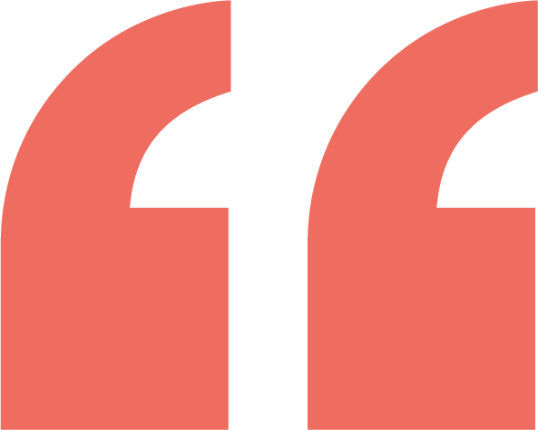 Large orange quotation mark symbols on a white background.
