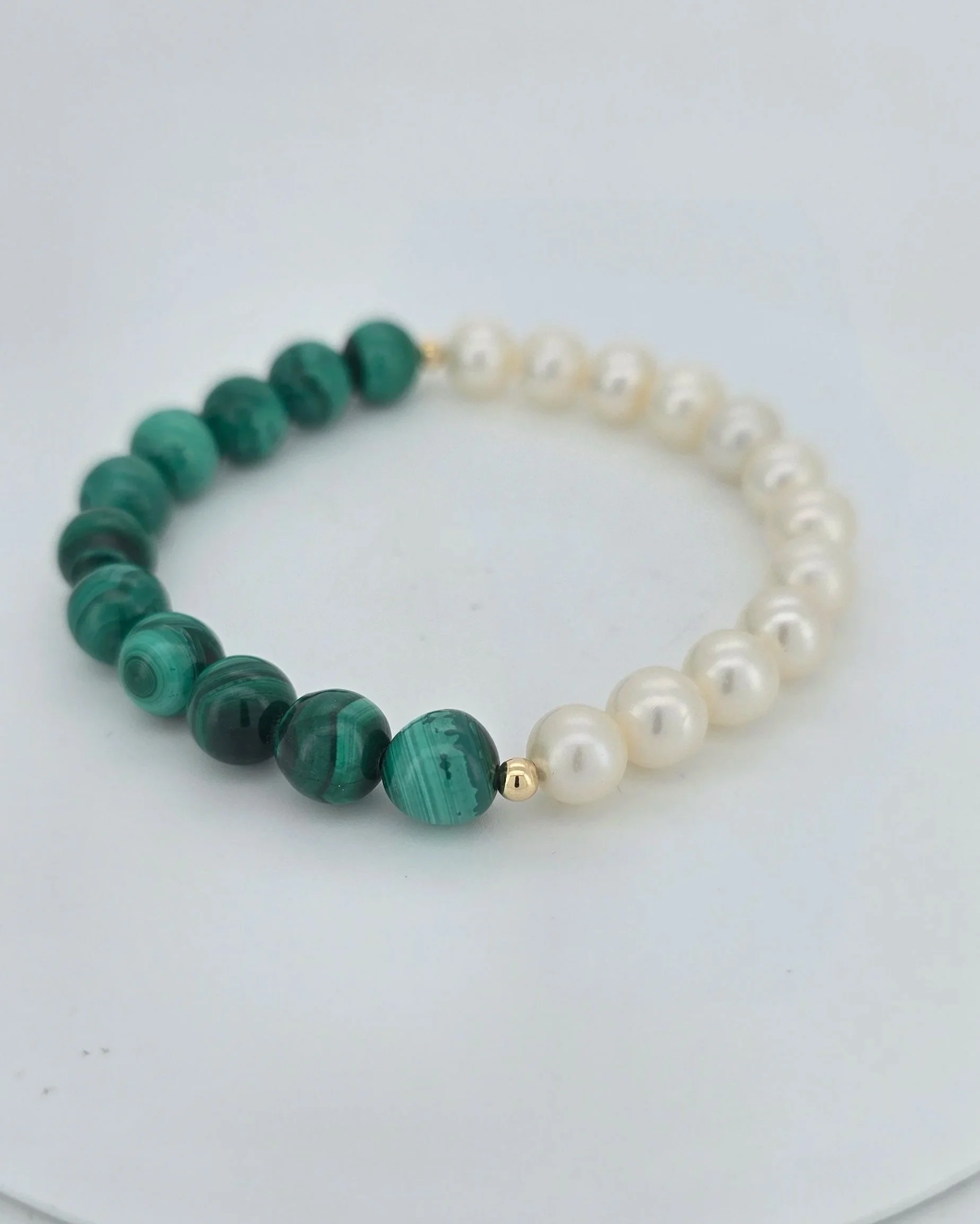 Pearl & Malachite Elastic Bracelet