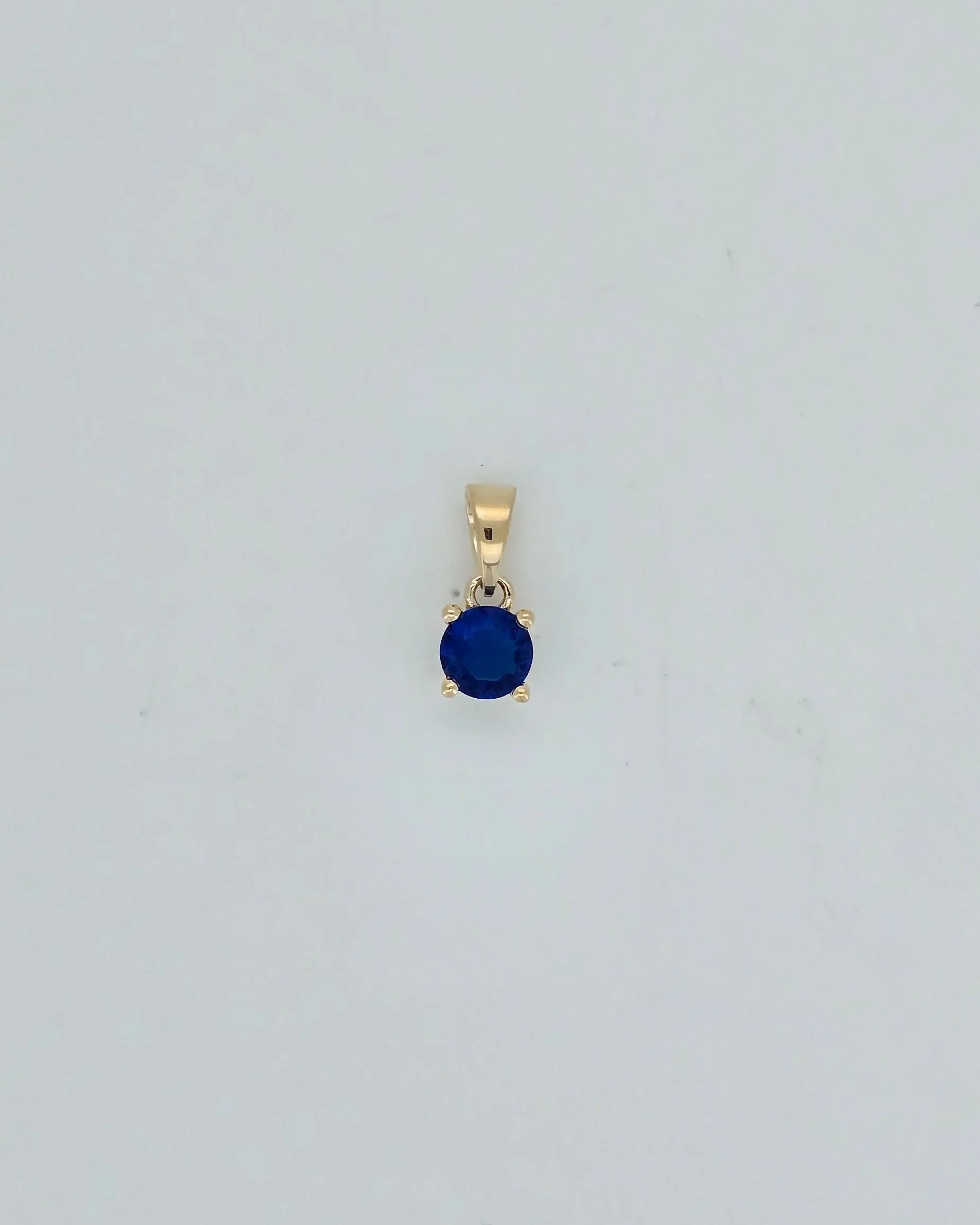 9ct Yellow Gold September Synthetic Sapphire Pendant