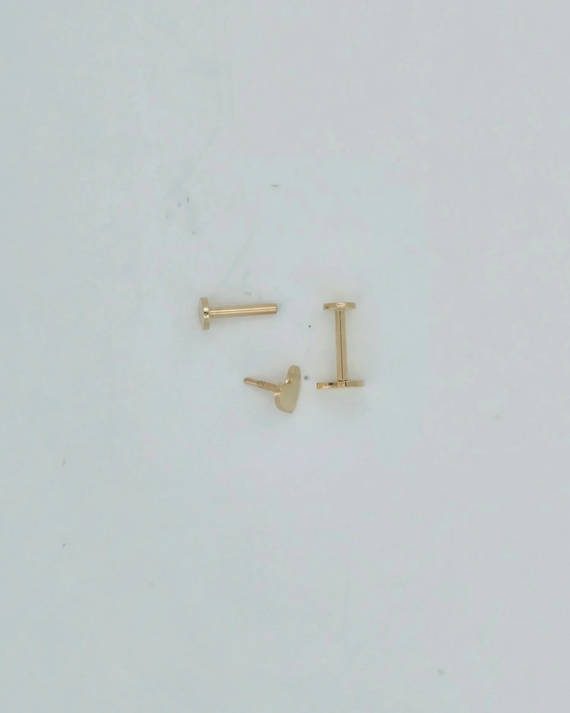 14ct Yellow Gold Heart Disc Studs with flat backs
