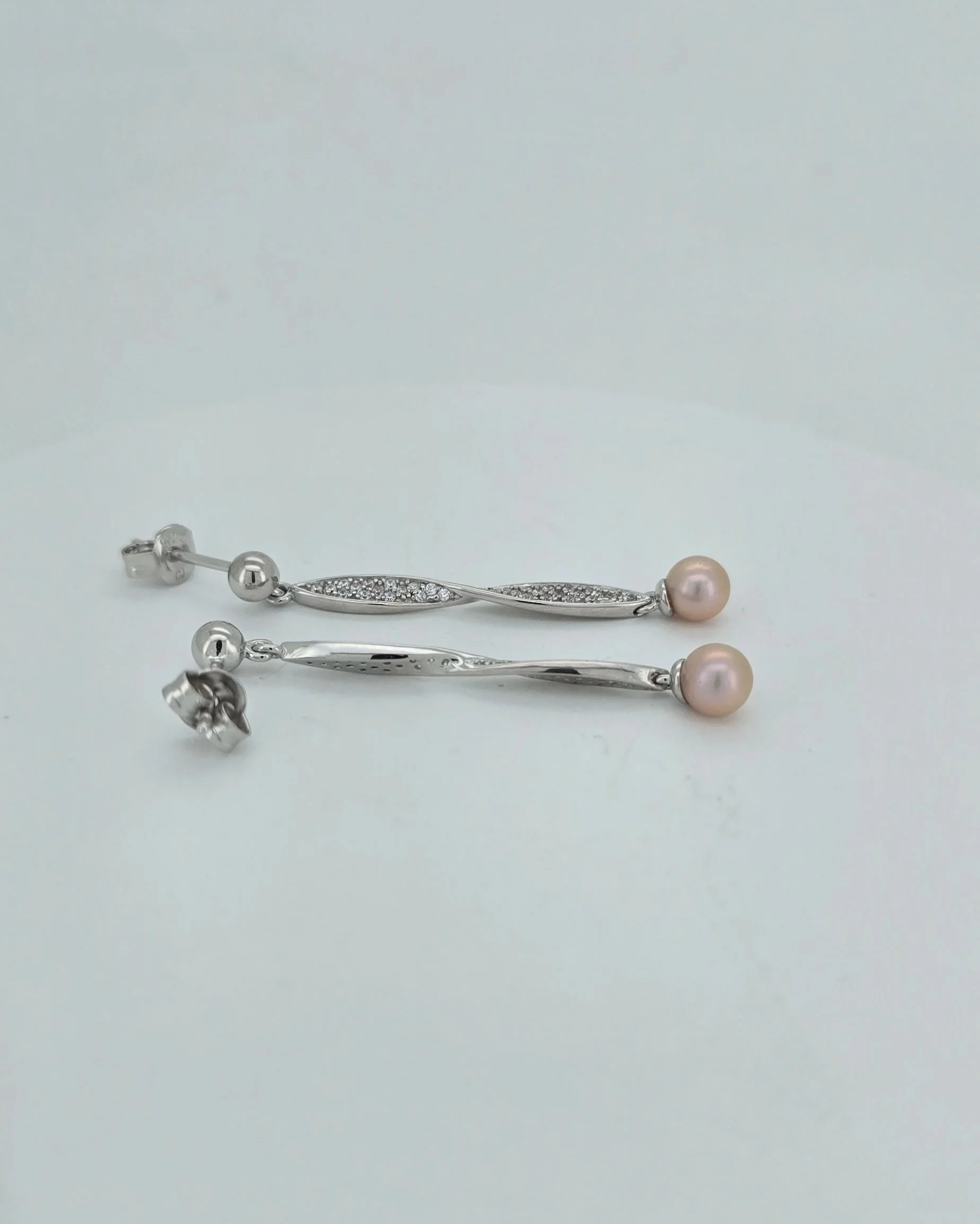 Sterling Silver Pearl Twist Earrings