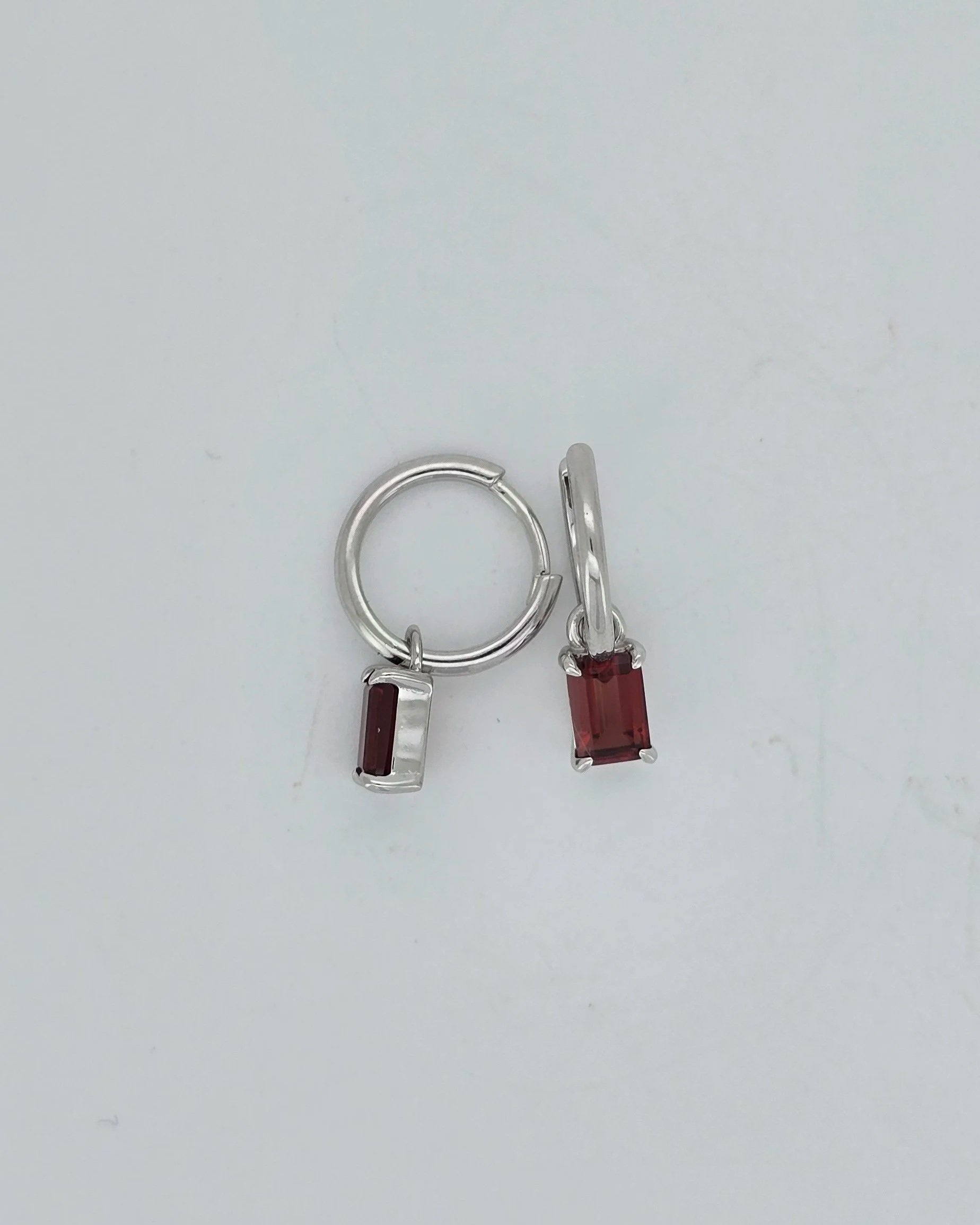 Sterling Silver Garnet Huggie Earrings