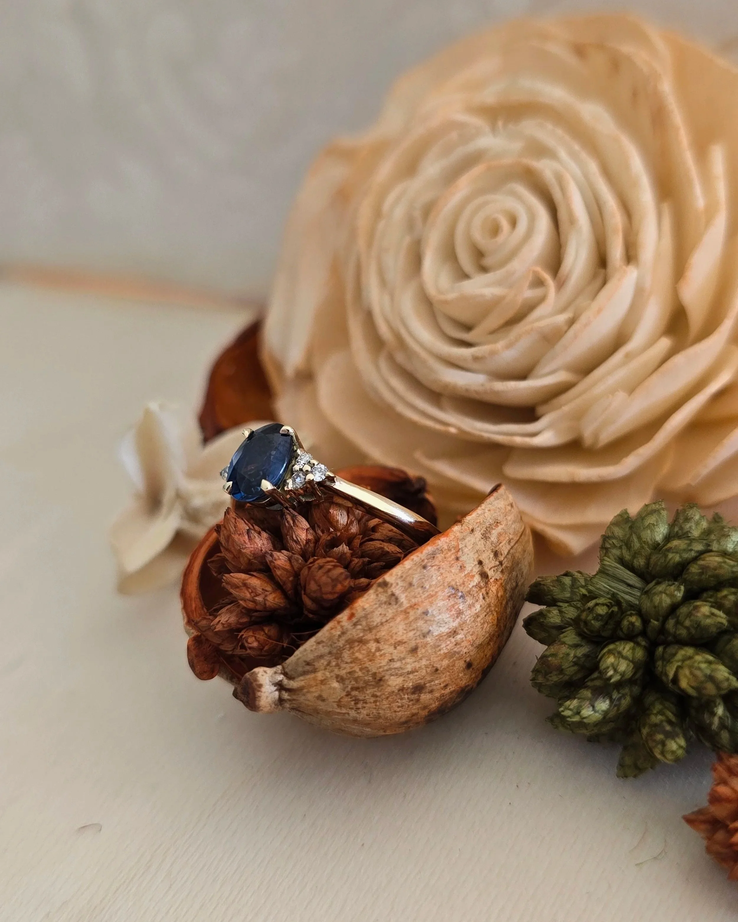 9ct Yellow Gold Sapphire & Diamond Ring