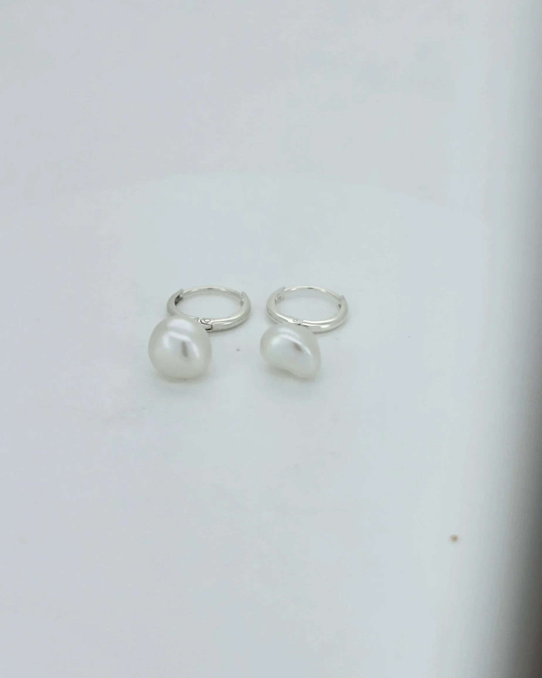 Sterling Silver Keshi Pearl Huggie Earrings