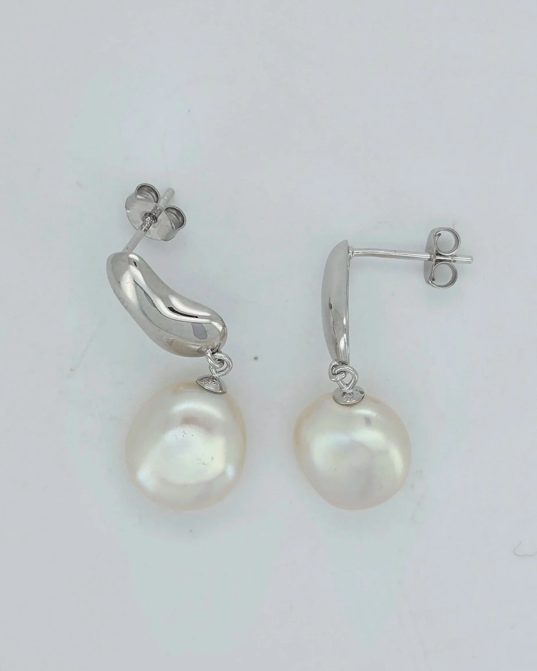 Sterling Silver Keshi Pearl Drop Earrings