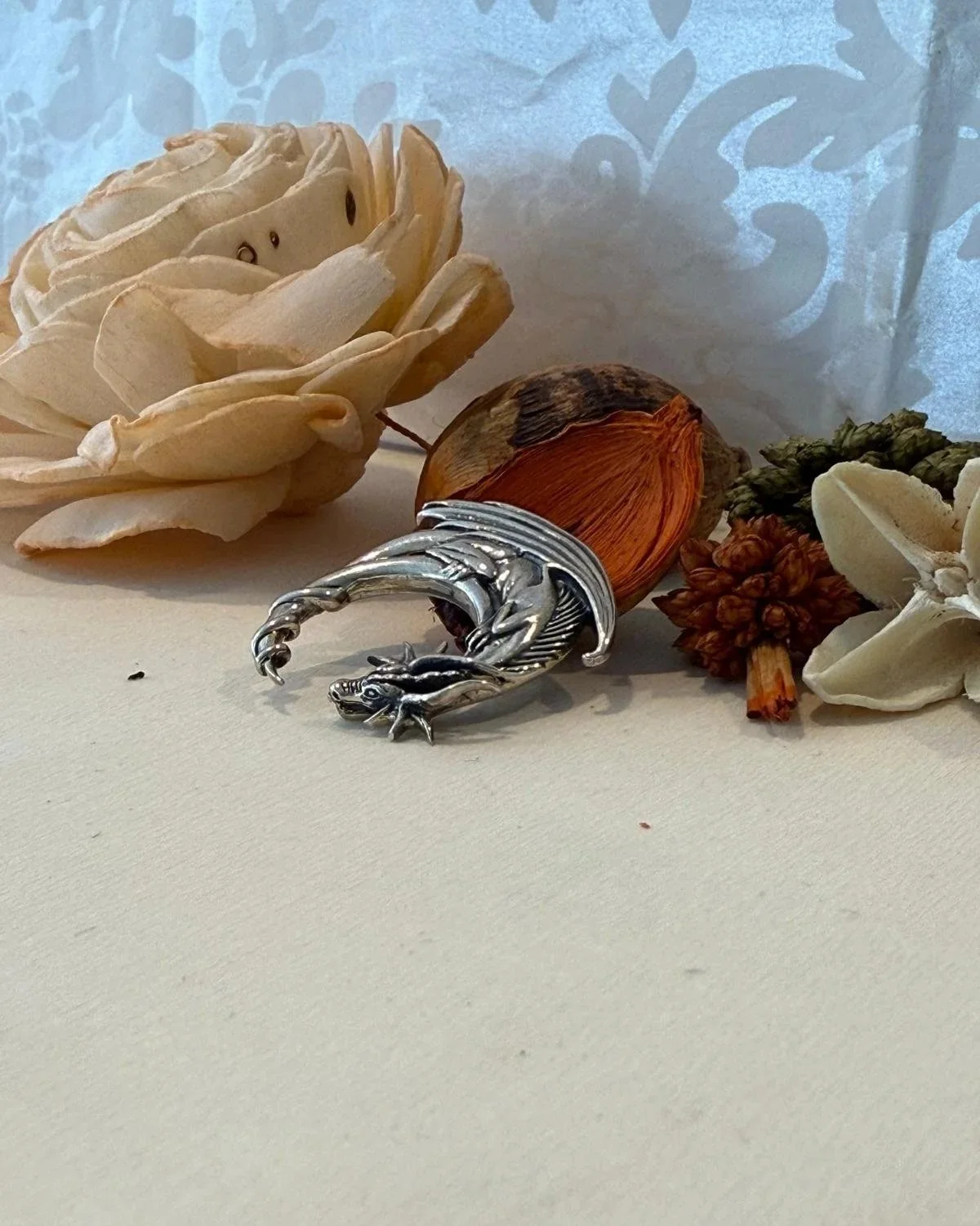 Silver dragon pendant