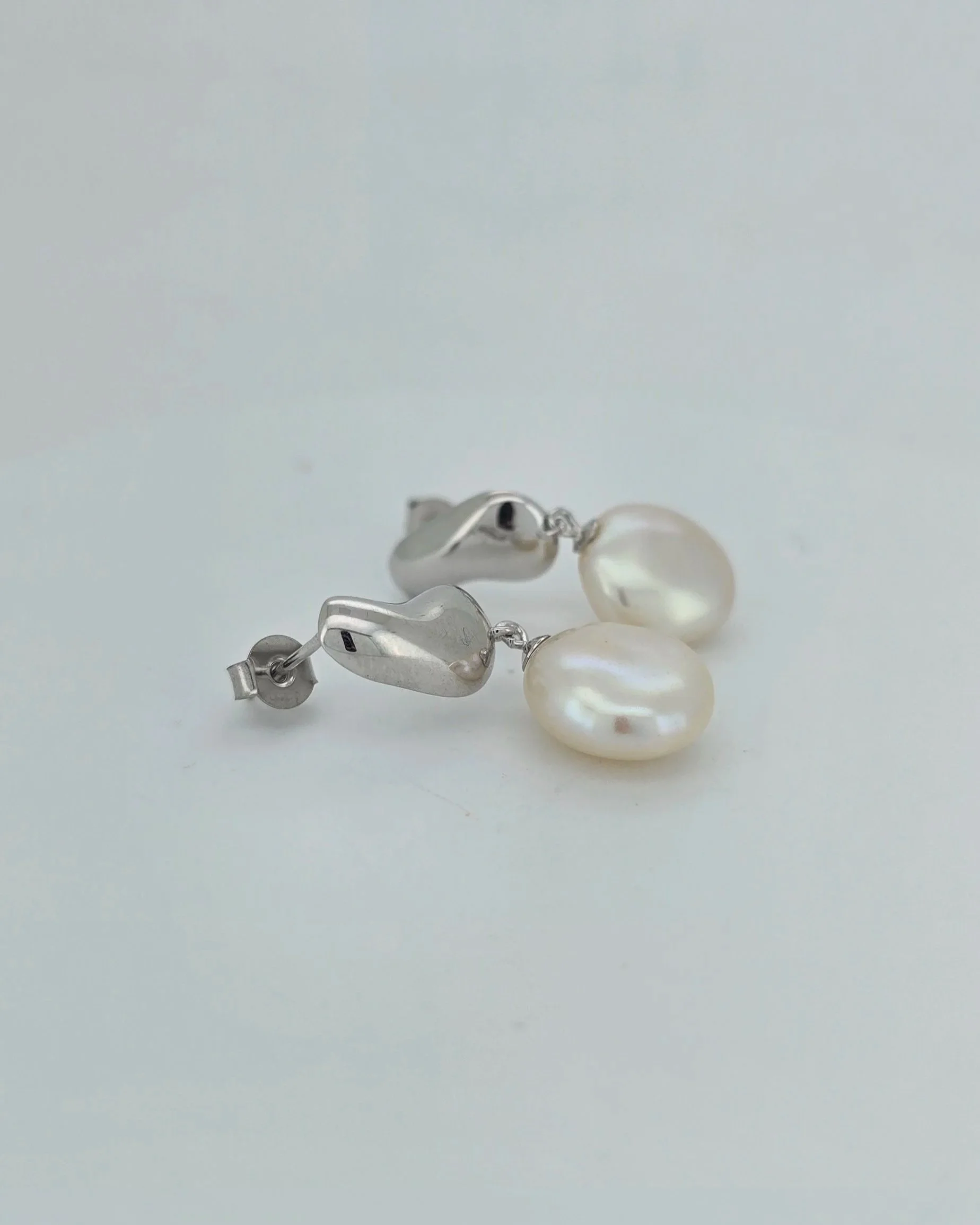 Sterling Silver Keshi Pearl Drop Earrings