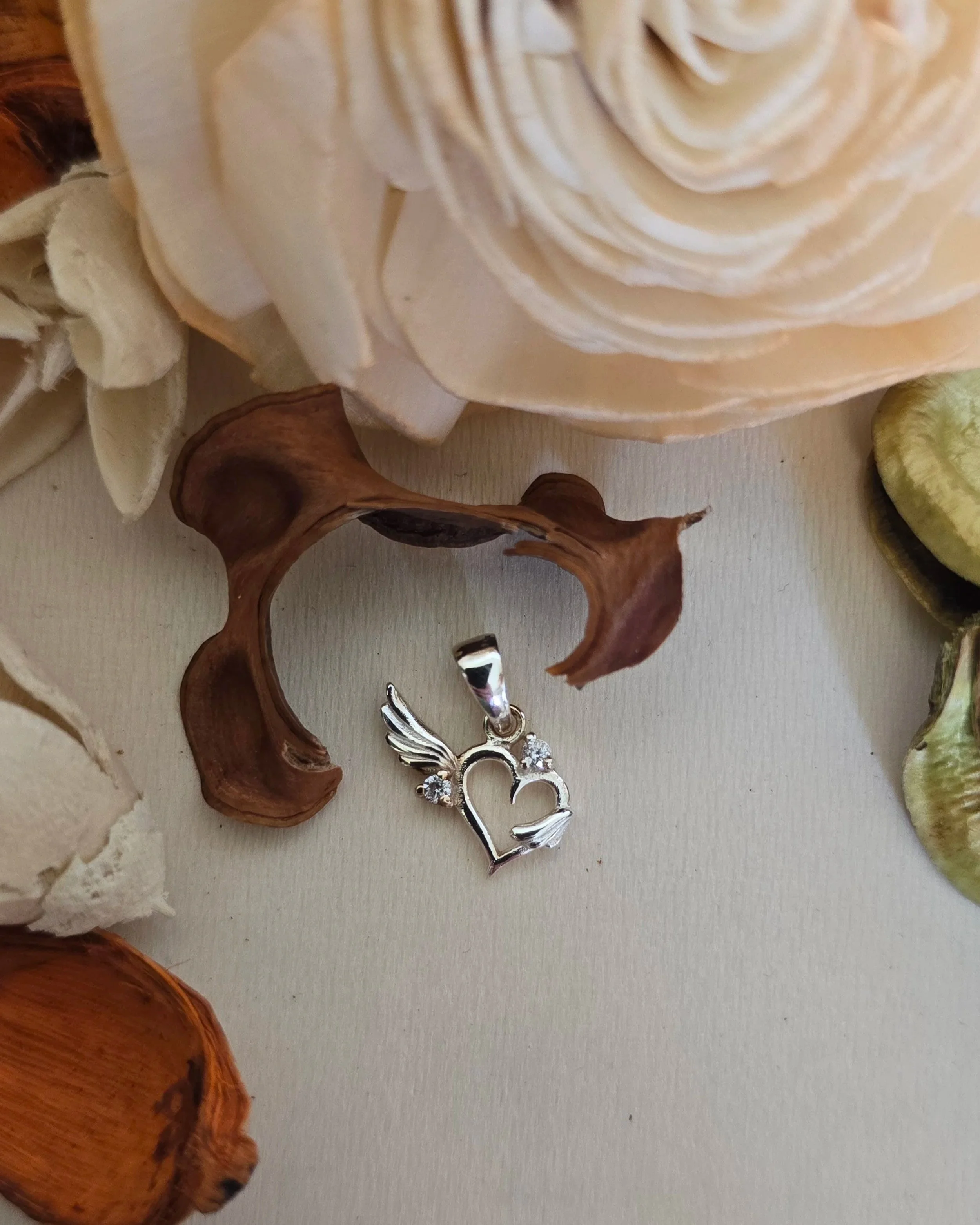 Silver Heart with Wings Pendant