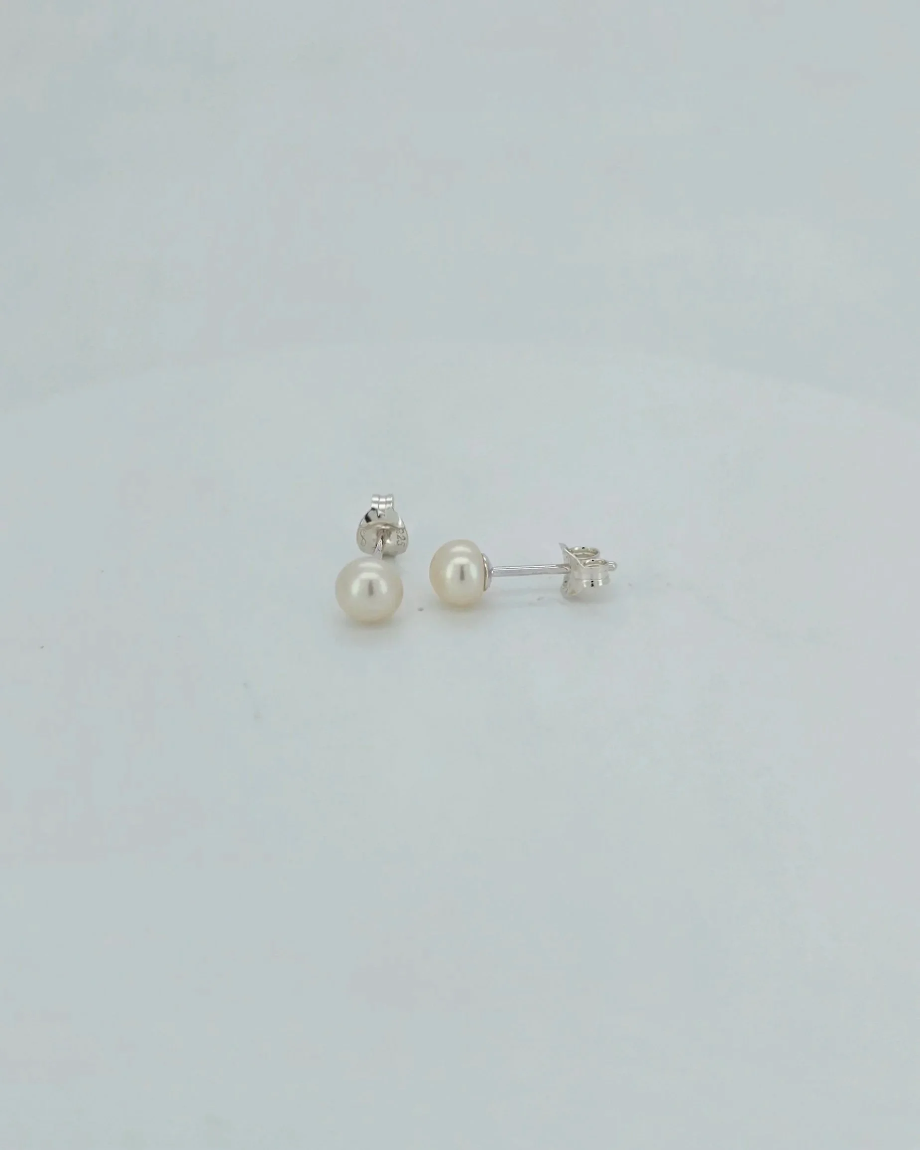 Sterling silver 5mm white button freshwater pearl studs