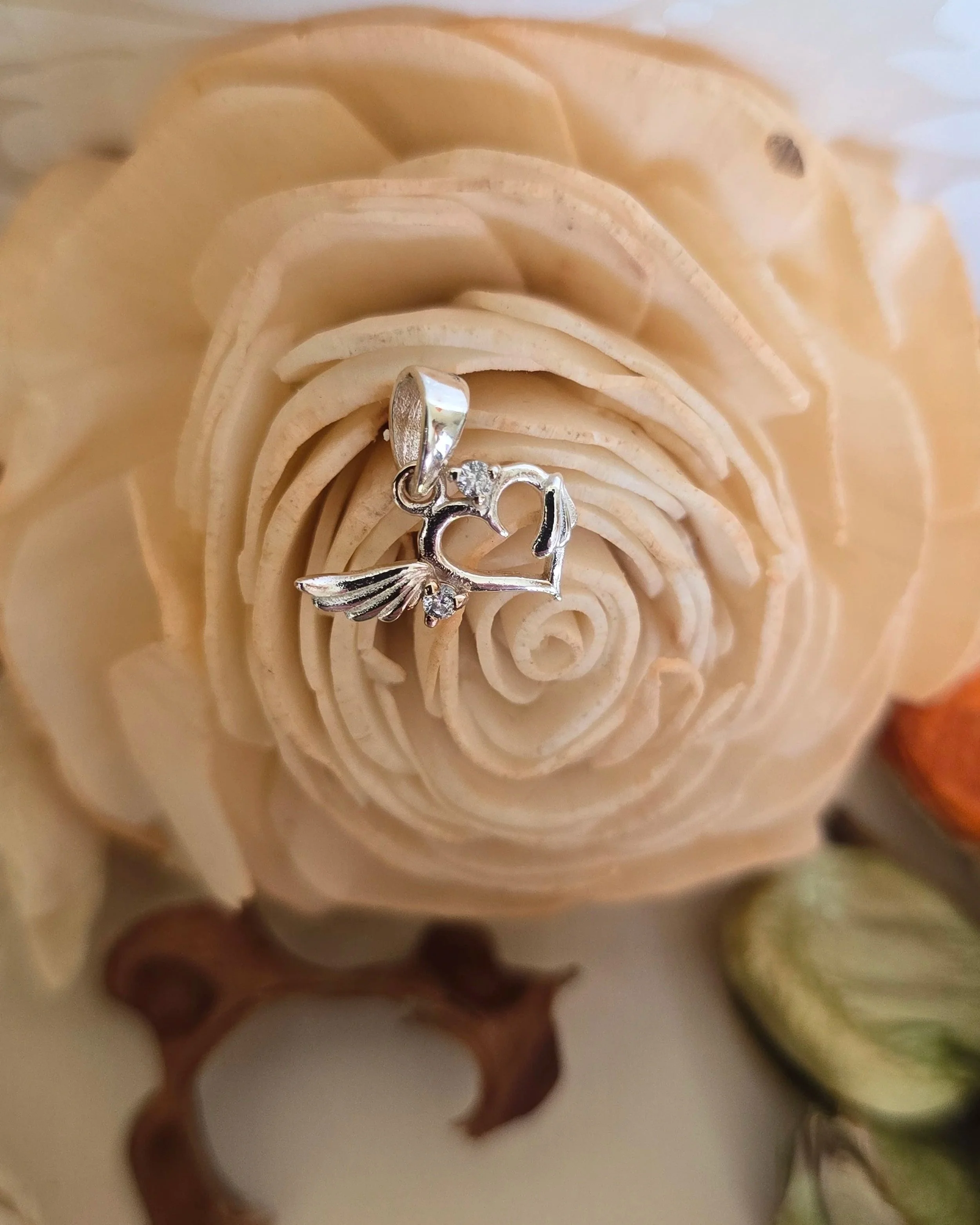 Silver Heart with Wings Pendant