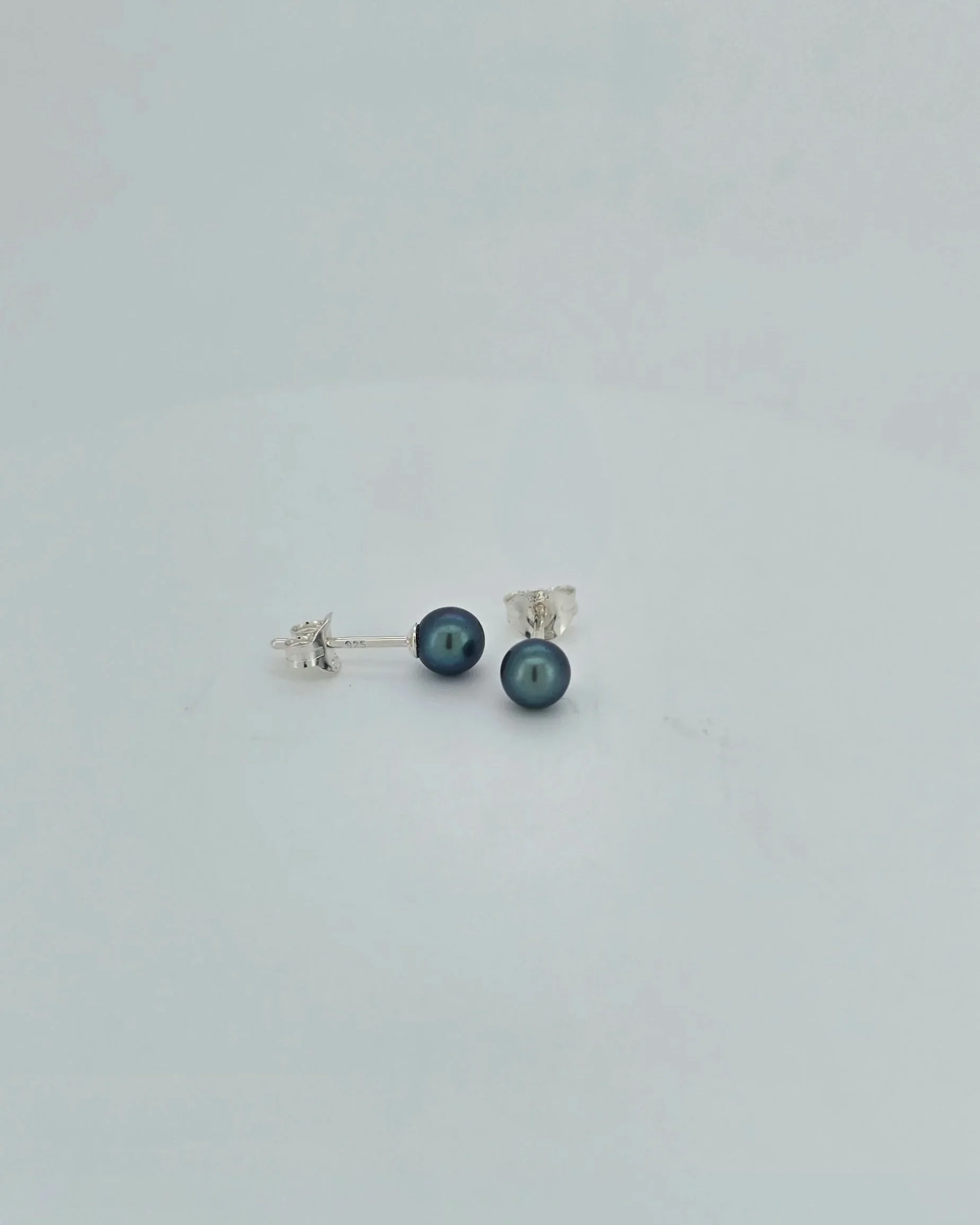 Sterling Silver Black Pearl Stud Earrings