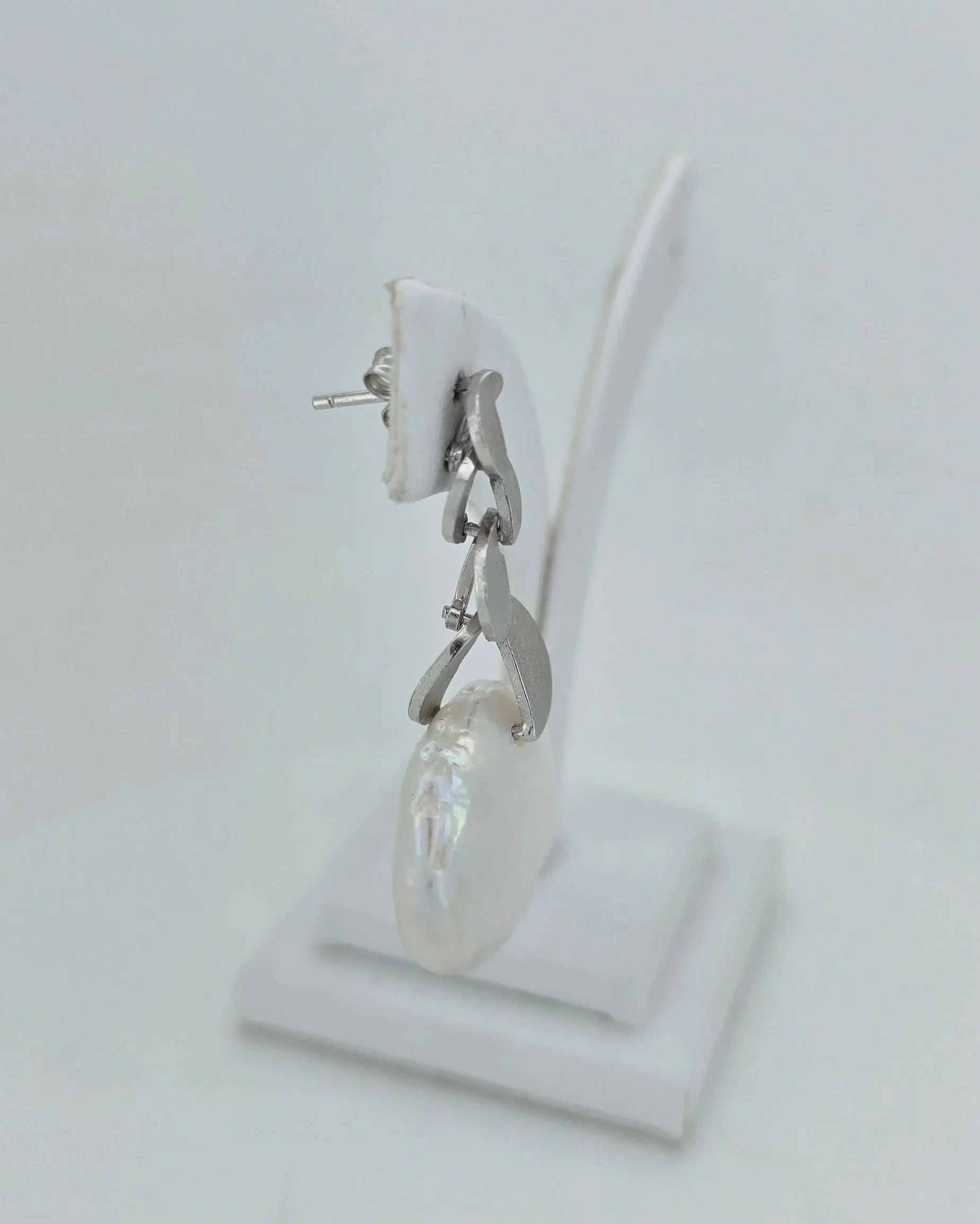 Sterling Silver Freshwater Pearl Multi-Link Drop Earrings