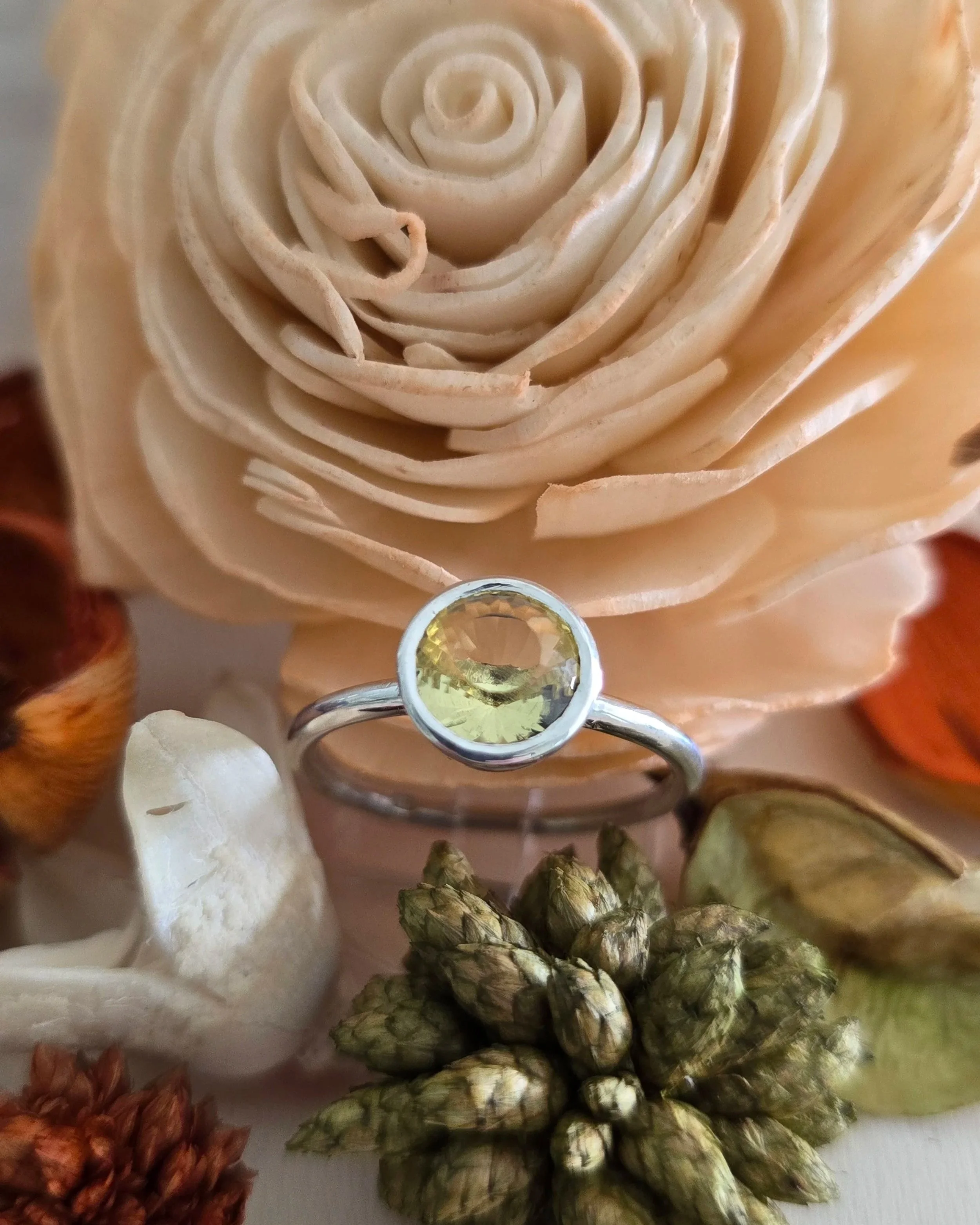 Silver Citrine Solitaire Ring