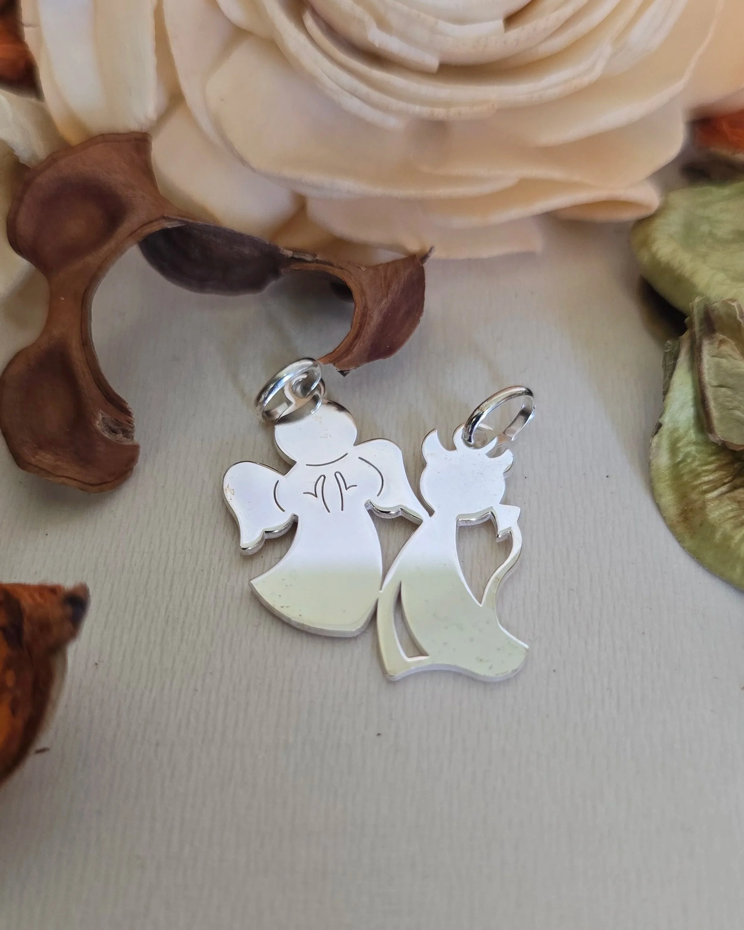 Sterling Silver Angel & Devil Share Pendant
