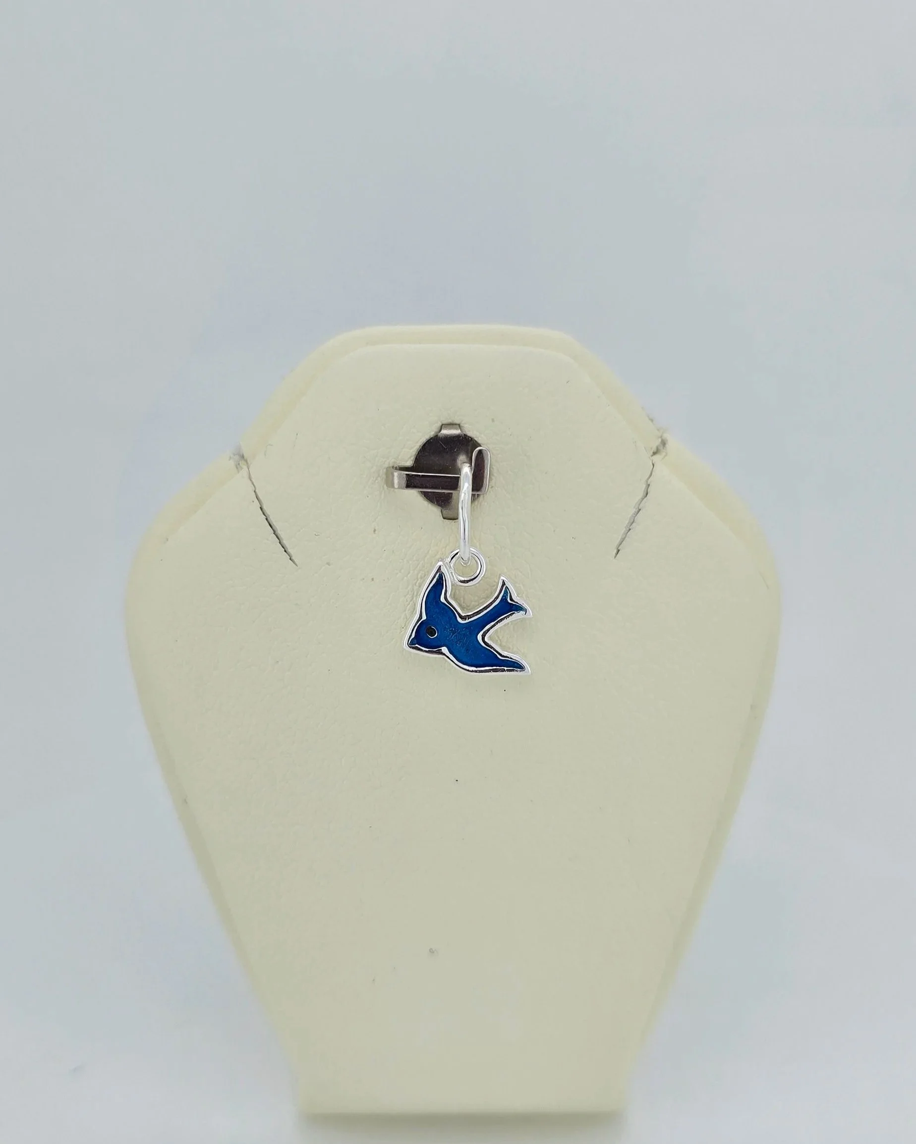 Sterling silver enamel bluebird pendant