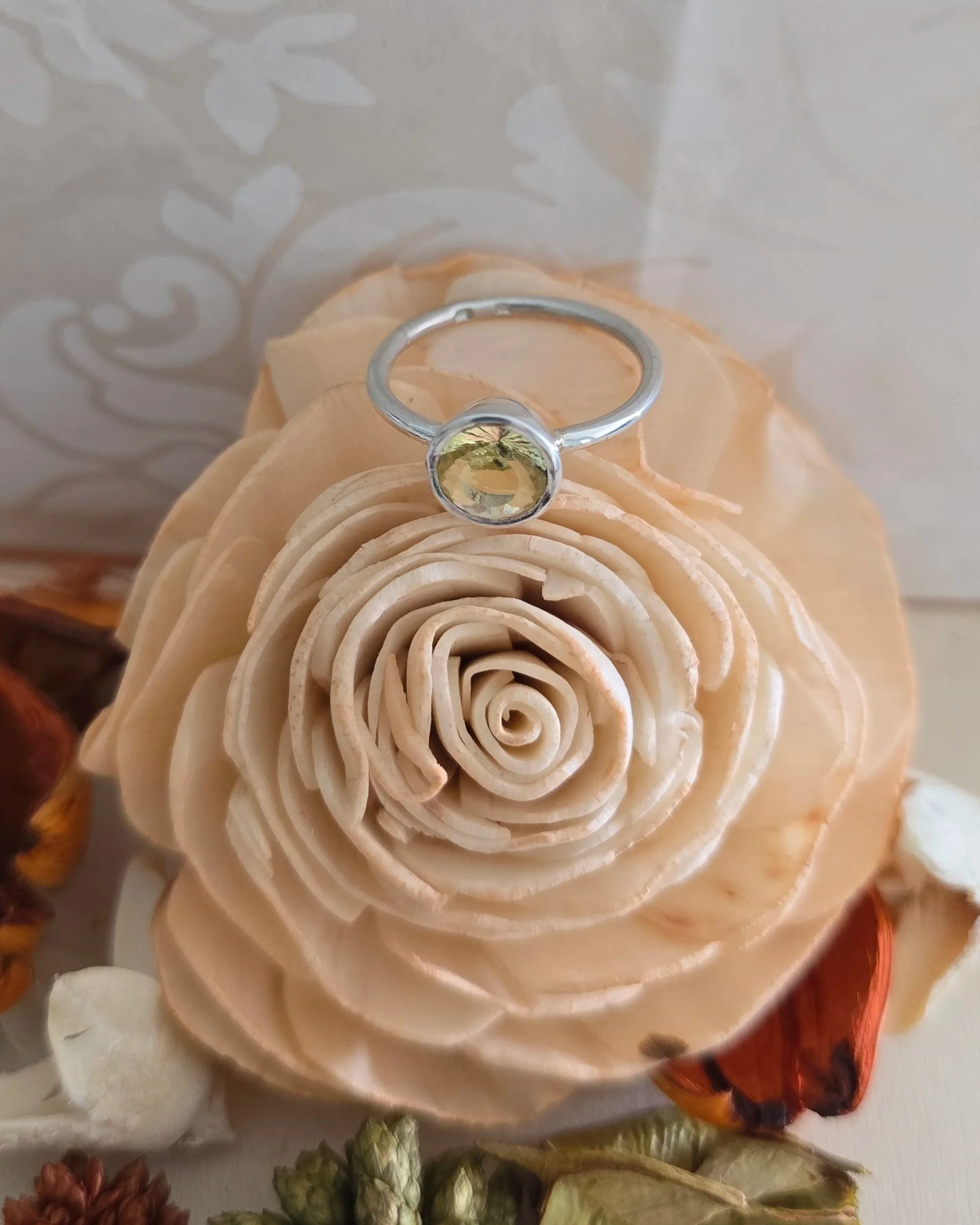 Silver Citrine Solitaire Ring