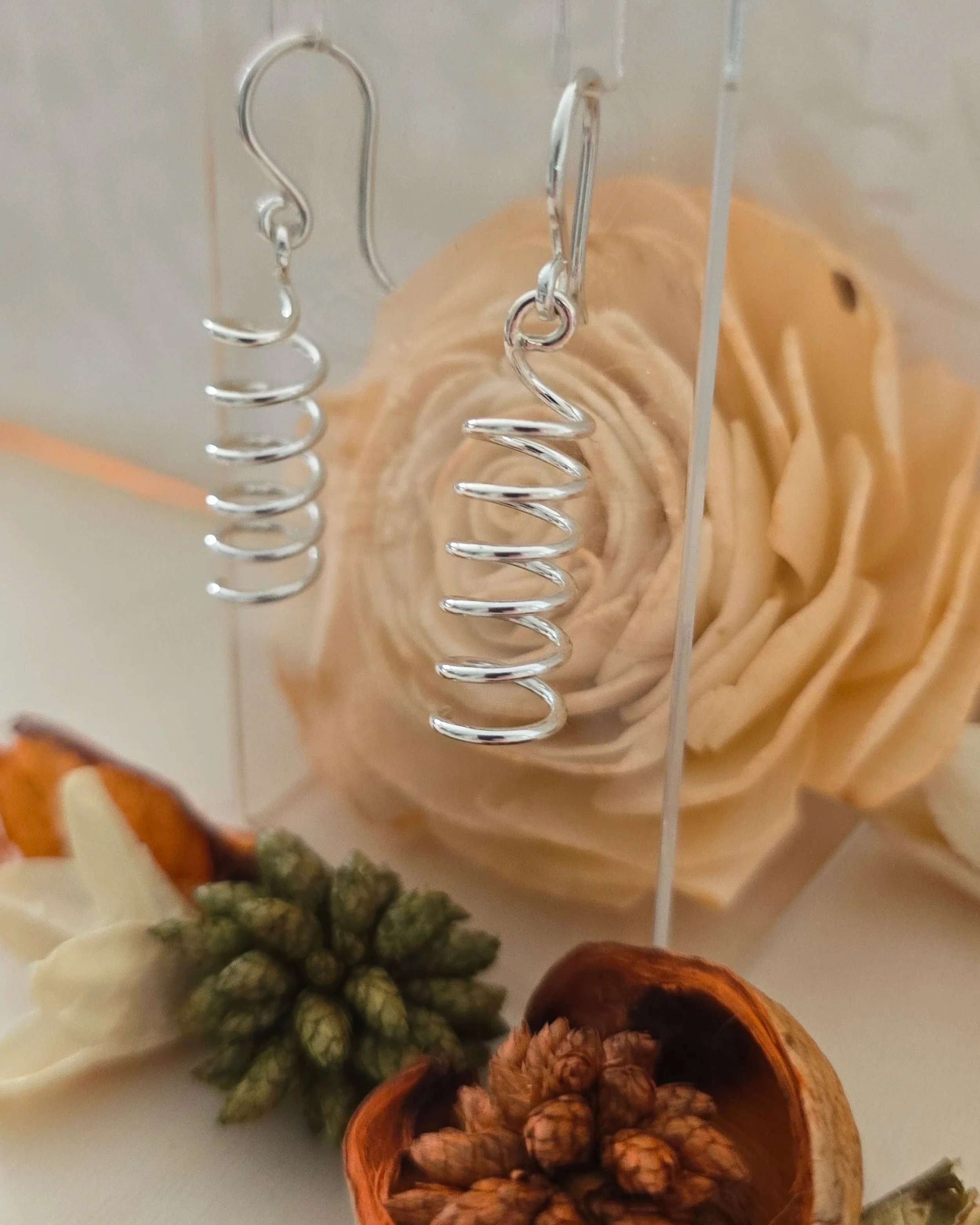 Silver Spiral Wire Drop Earrings