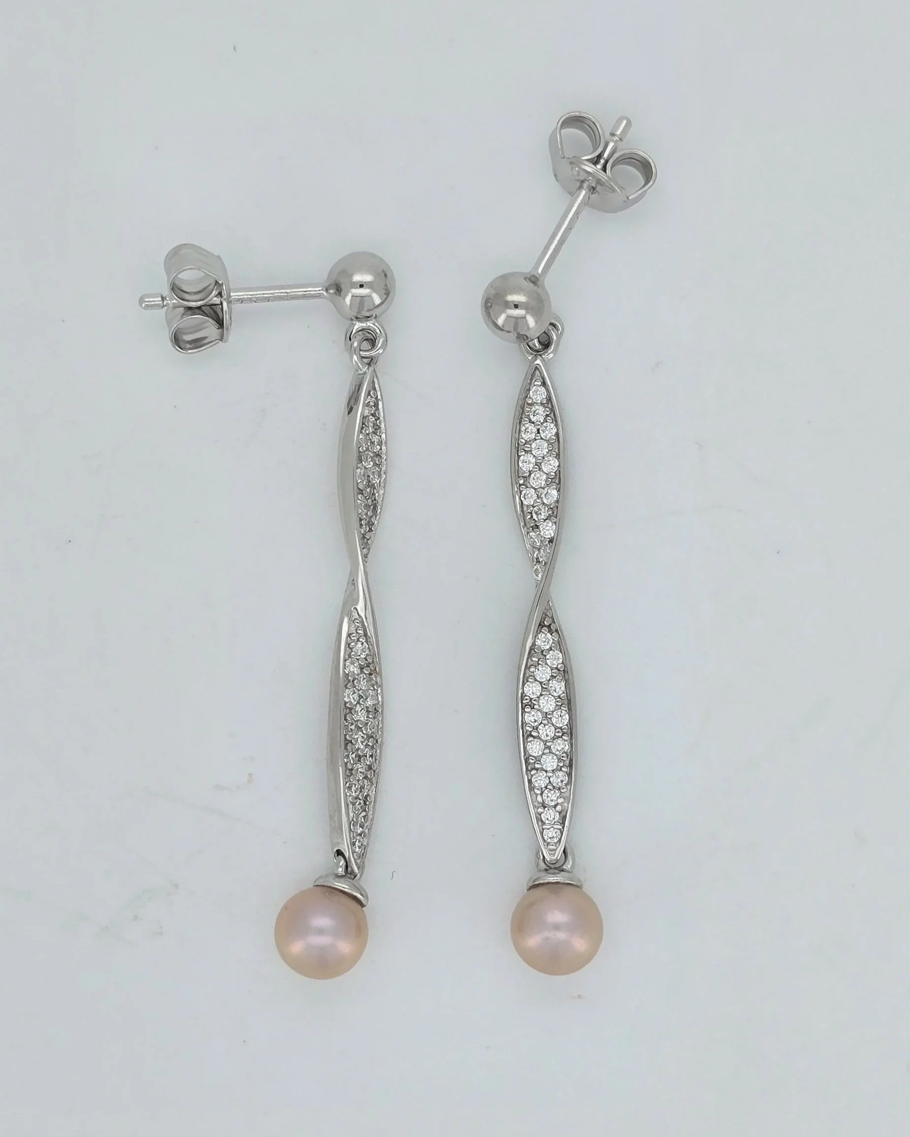 Sterling Silver Pearl Twist Earrings