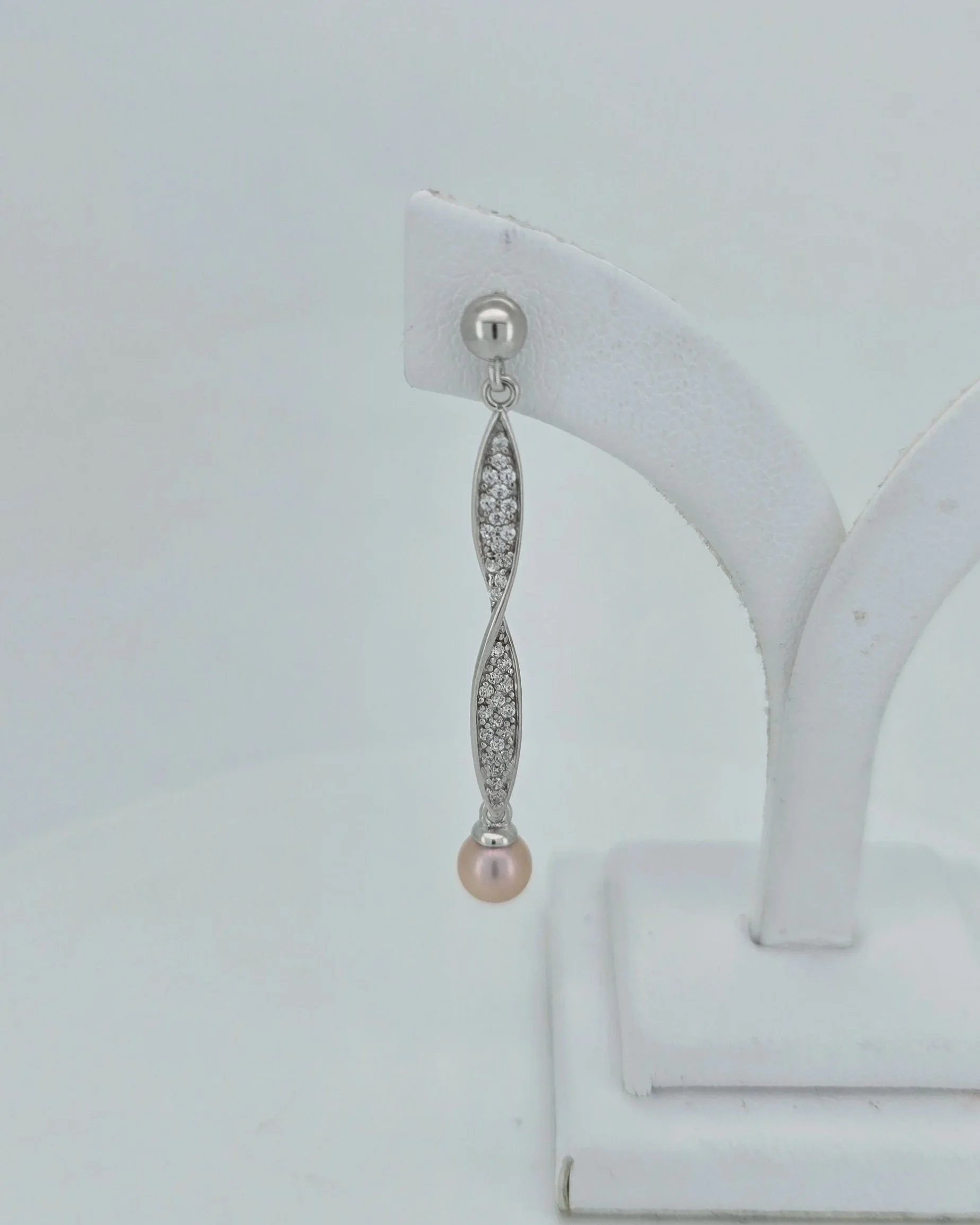 Sterling Silver Pearl Twist Earrings