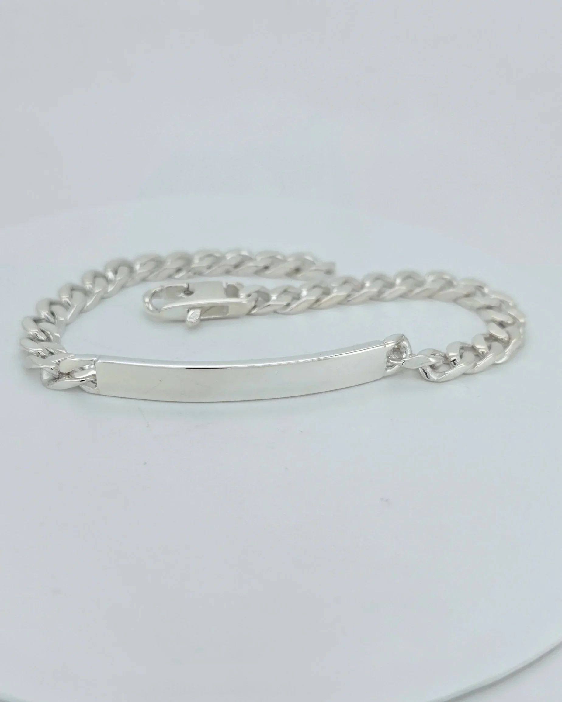 Sterling Silver Diamond Cut Curb ID Bracelet