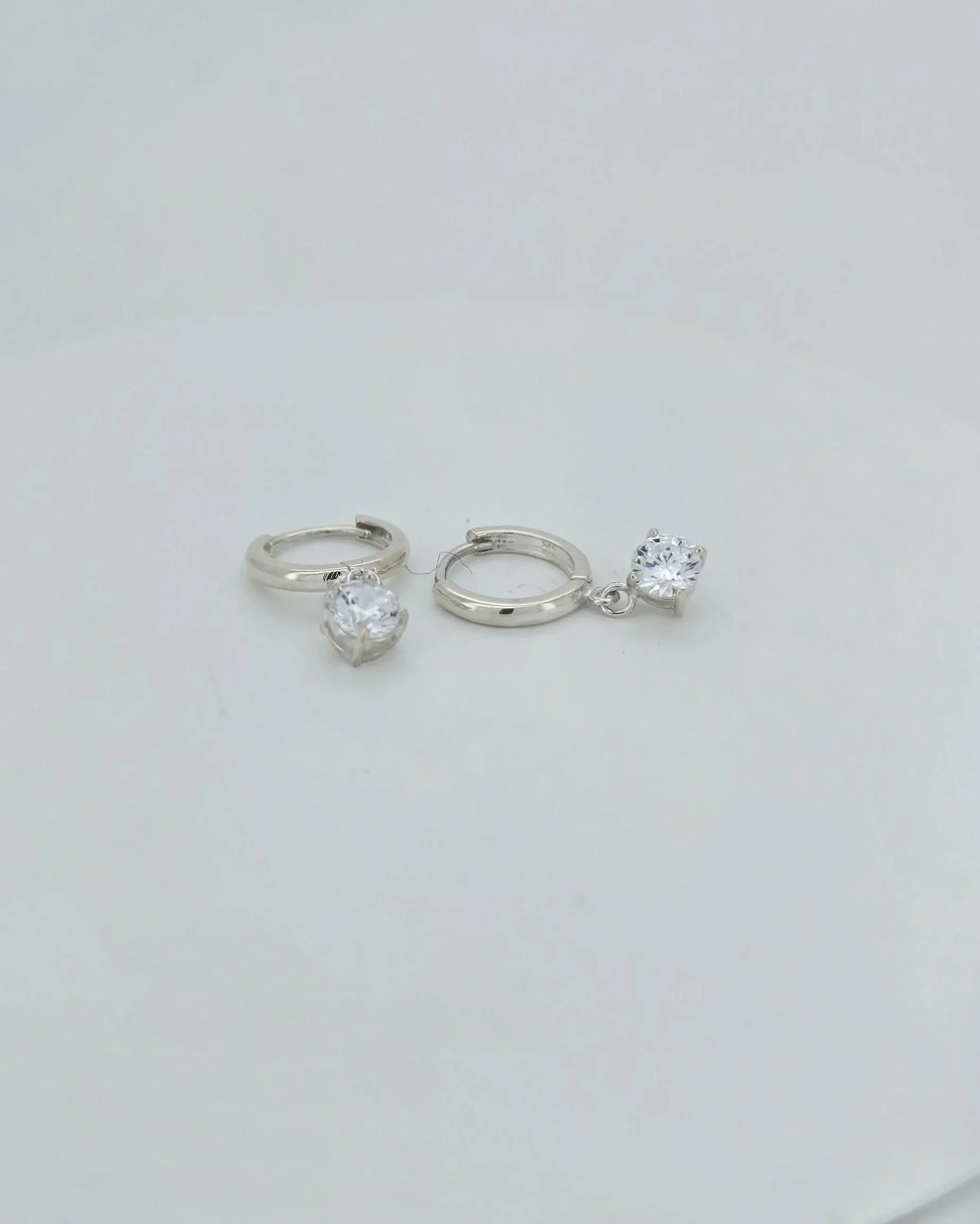 Sterling Silver Huggies with CZ Drop