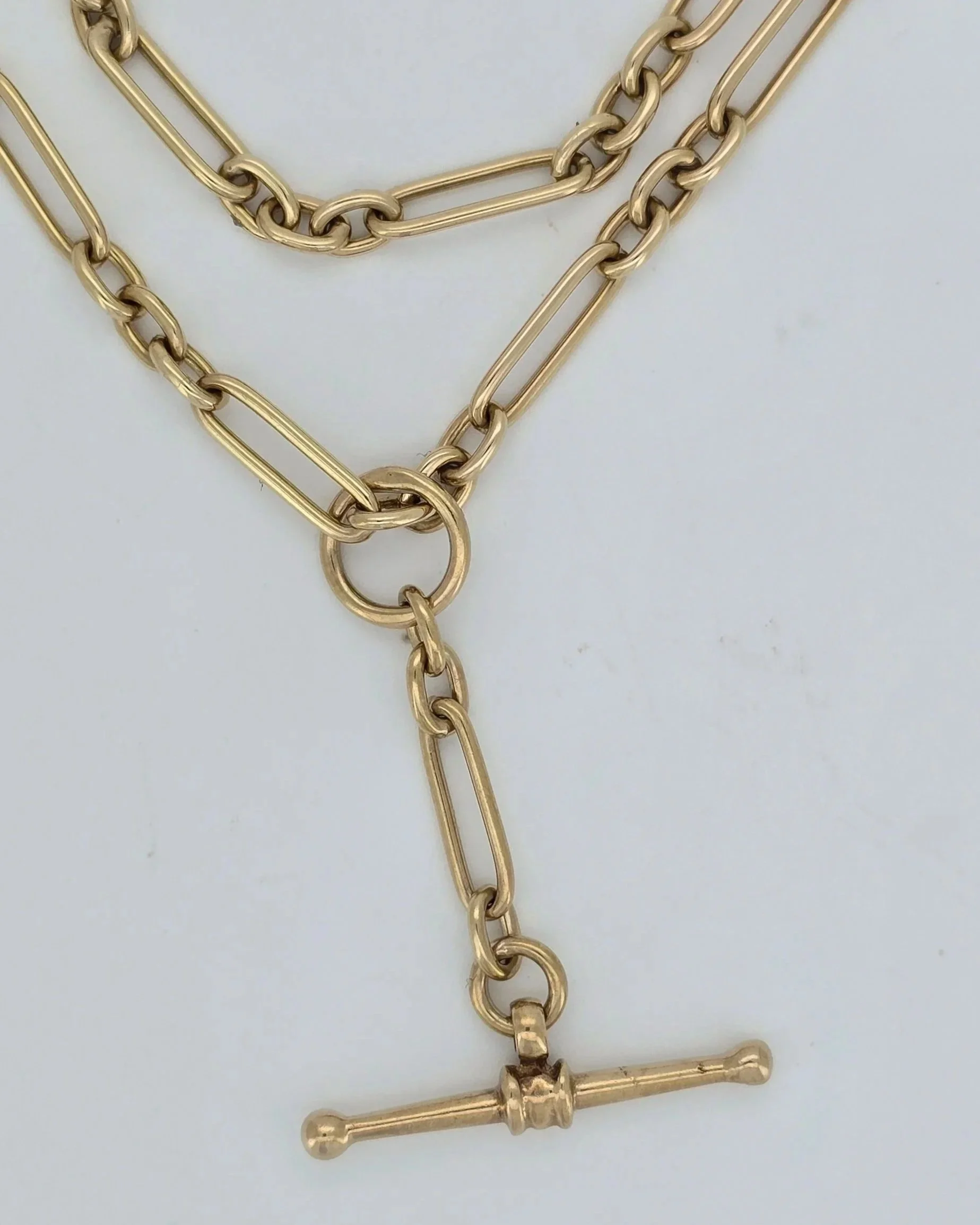 9ct Yellow Gold Figaro Paperclip Necklace with T-Bar