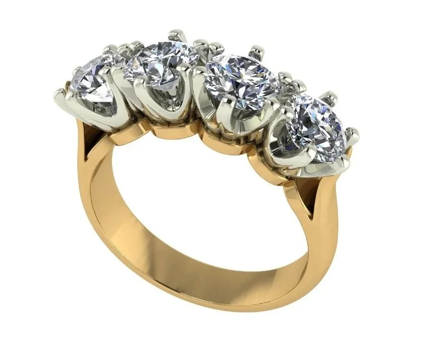 14ct Yellow Gold Four Stone Rex Setting Ring