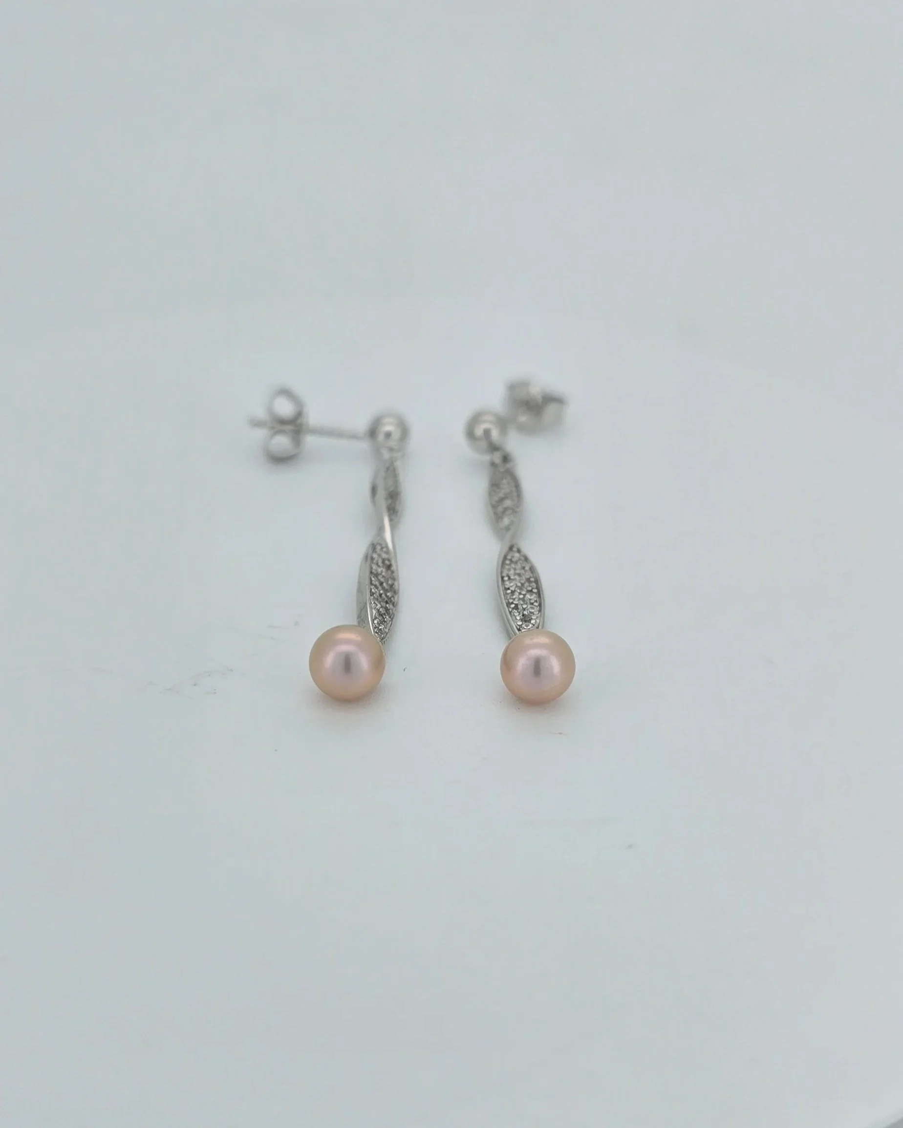 Sterling Silver Pearl Twist Earrings