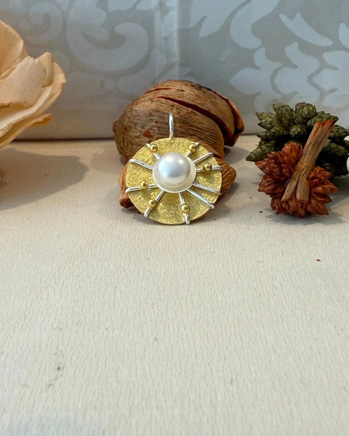 Sterling Silver & Gold-plated Sun Pendant