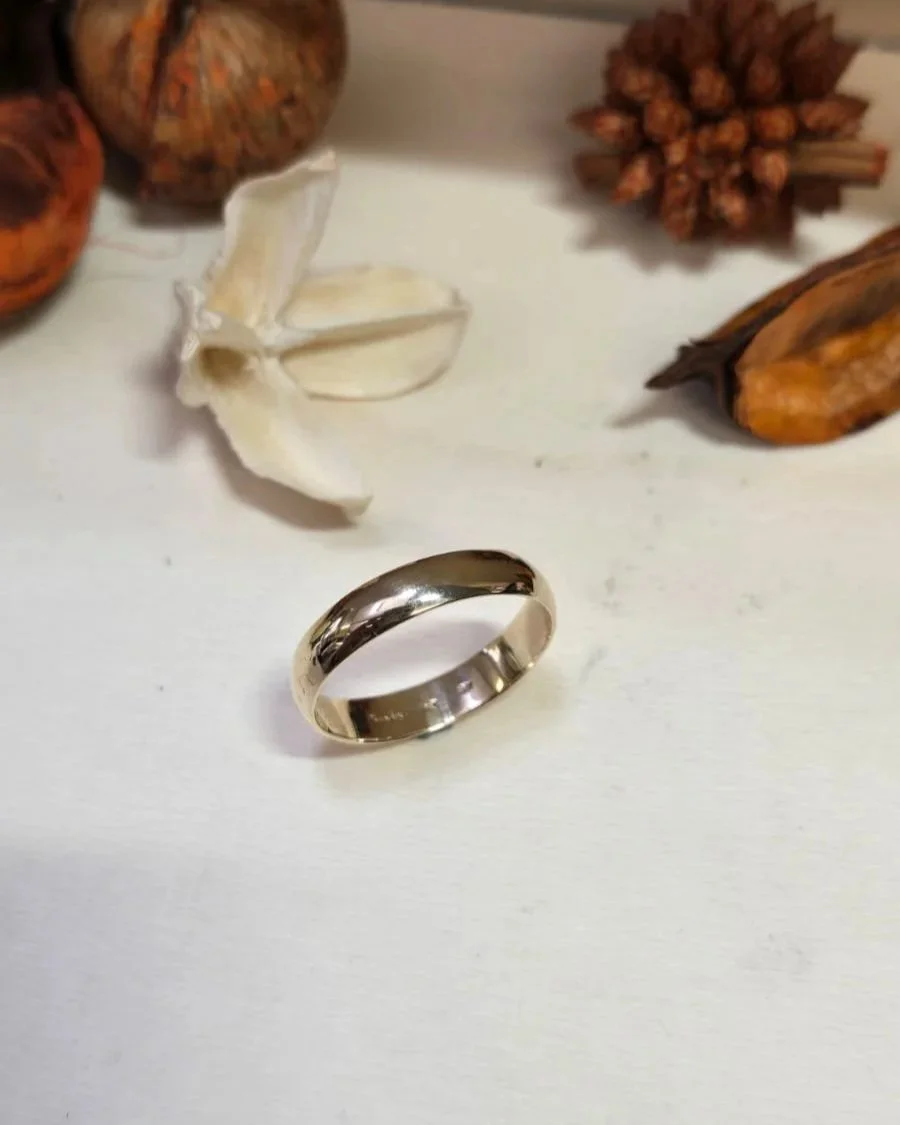 Handcrafted 9ct Yellow Gold Half-Round Wedding Band