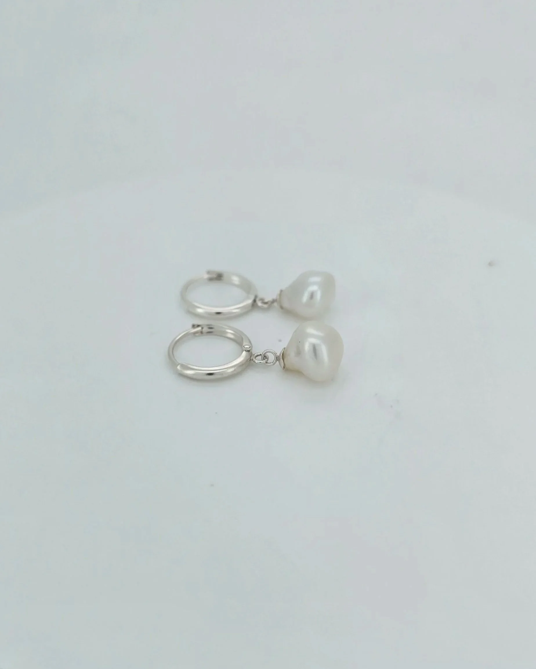 Sterling Silver Keshi Pearl Huggie Earrings