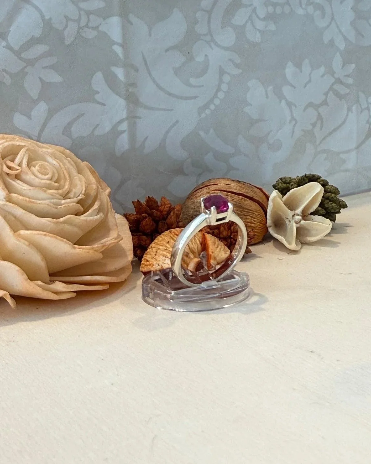 Silver Amethyst Solitaire Ring