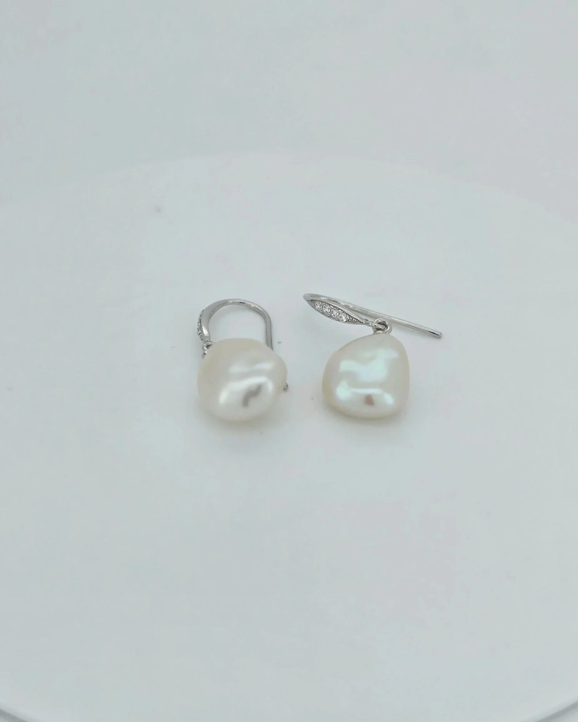 Sterling Silver Keshi Pearl Earrings