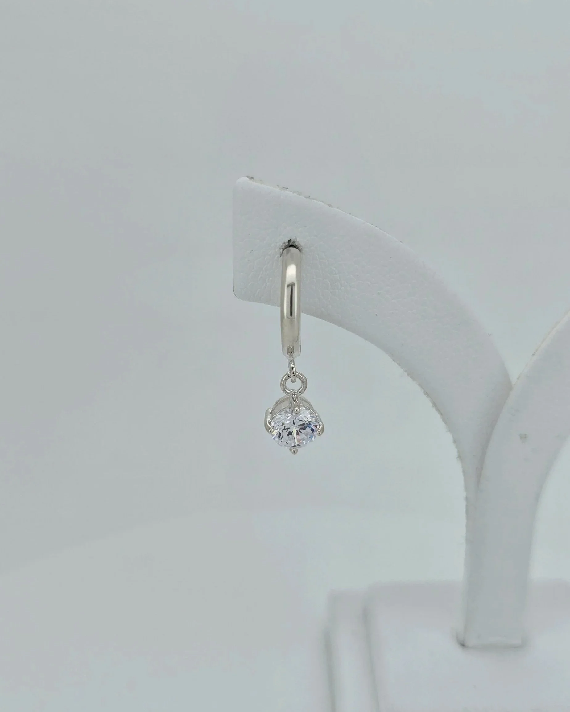 Sterling Silver Huggies with CZ Drop