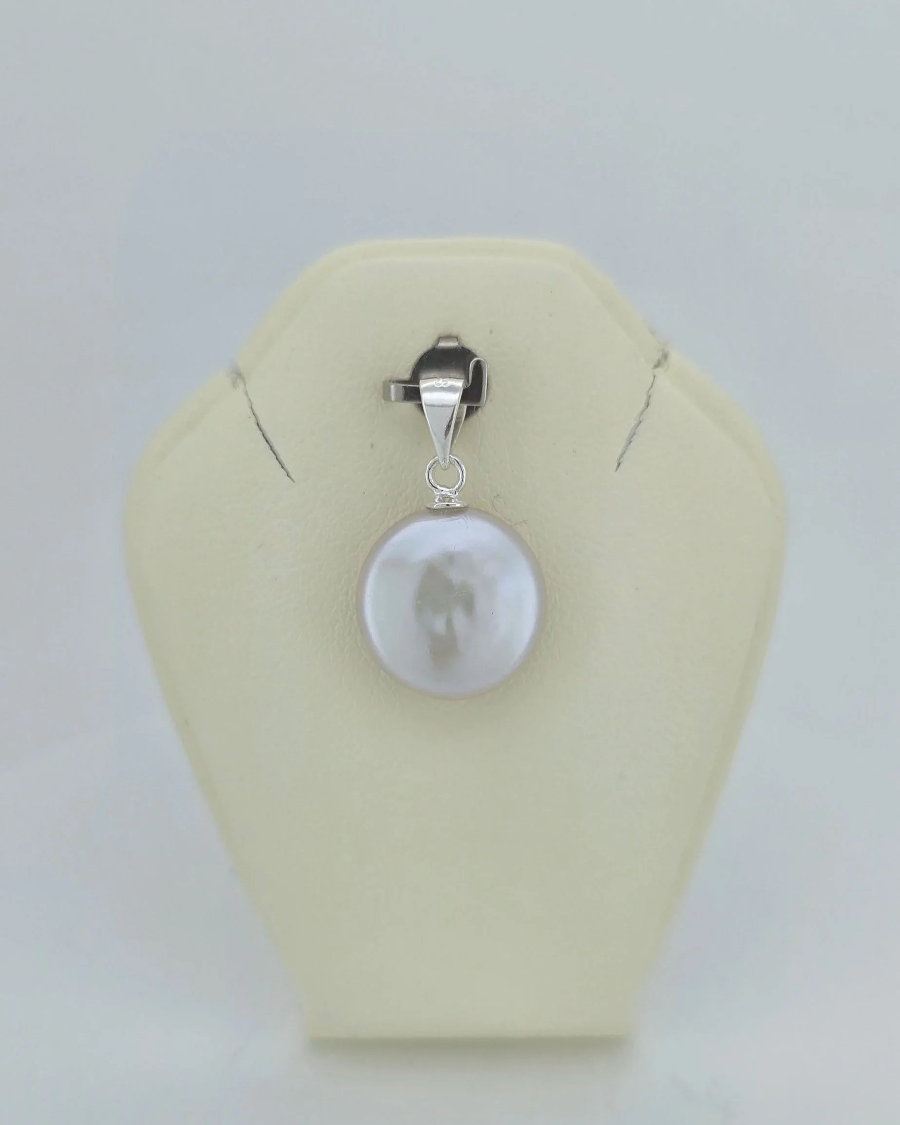 Sterling Silver Coin Pearl Pendant