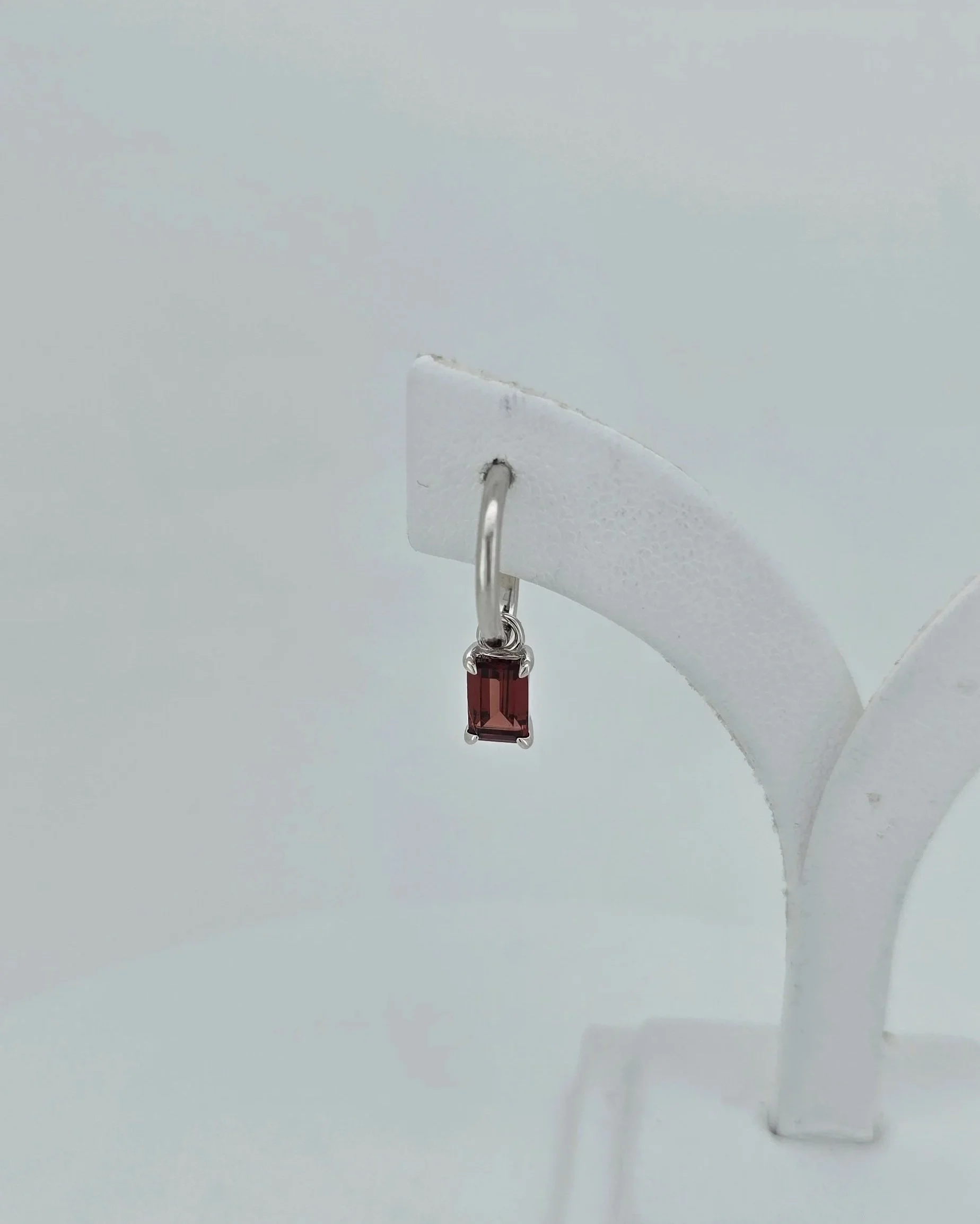 Sterling Silver Garnet Huggie Earrings