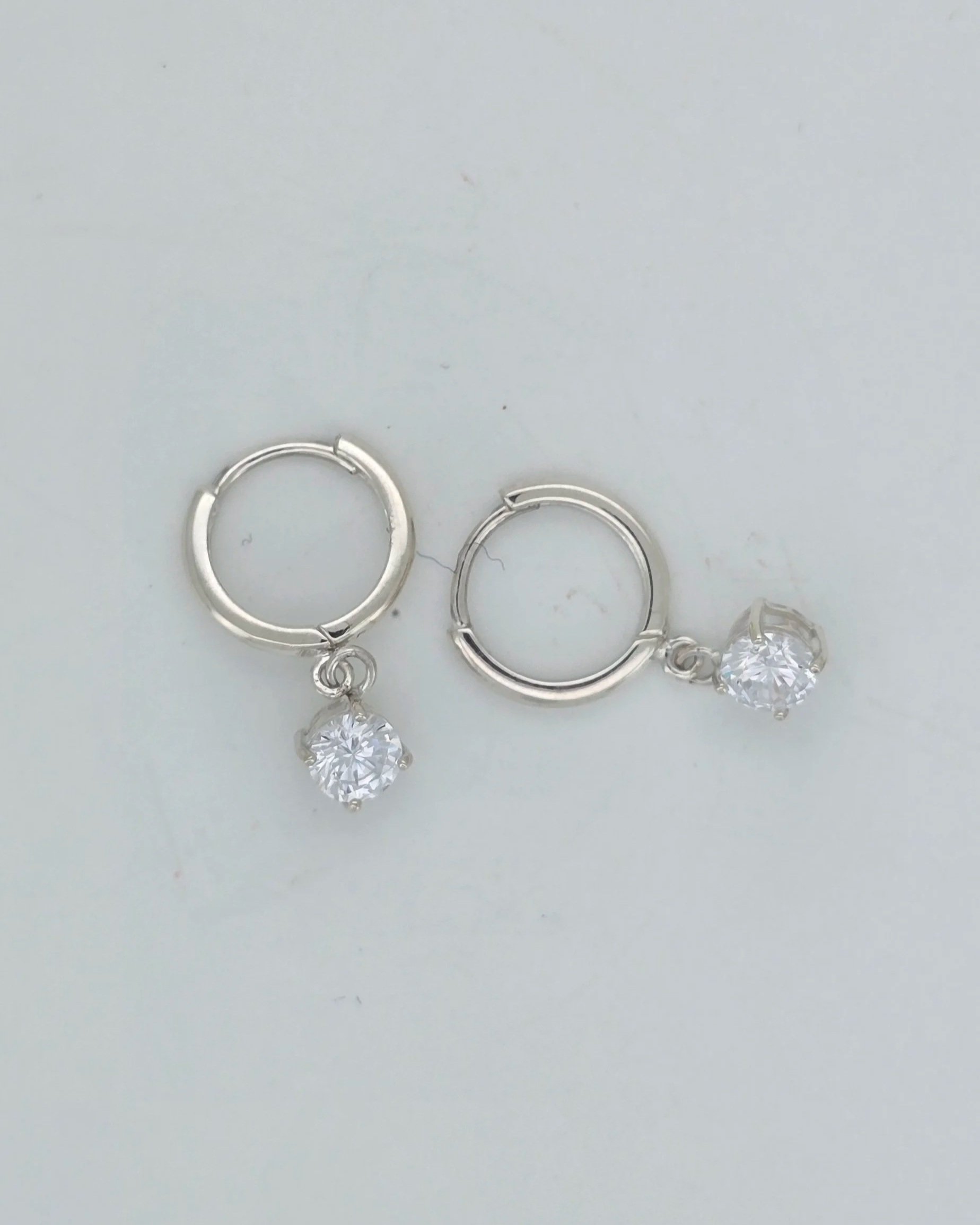 Sterling Silver Huggies with CZ Drop