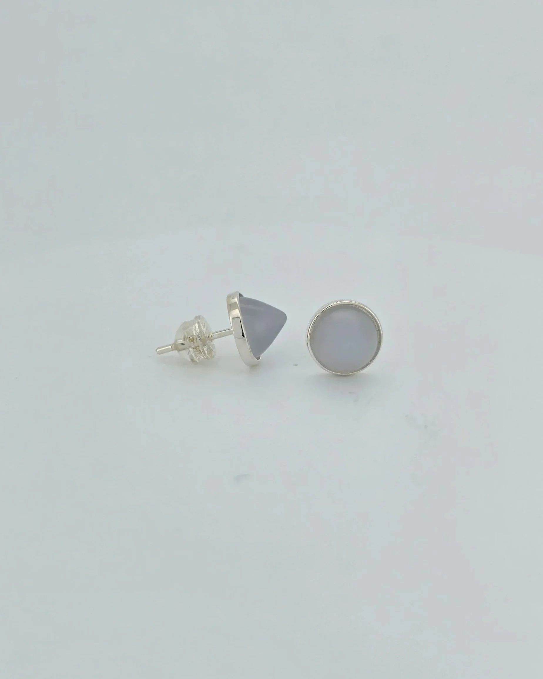 Sterling Silver Chalcedony Studs
