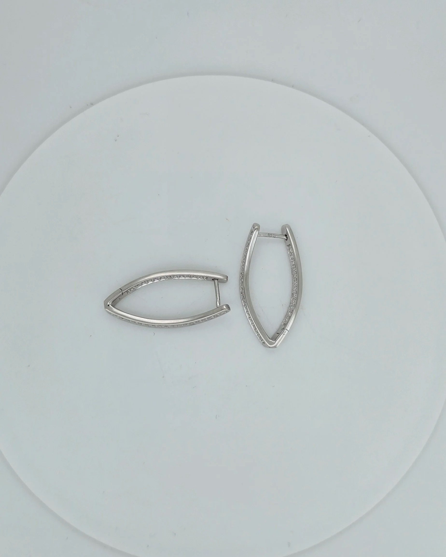 Sterling Silver V-Shape CZ Huggies