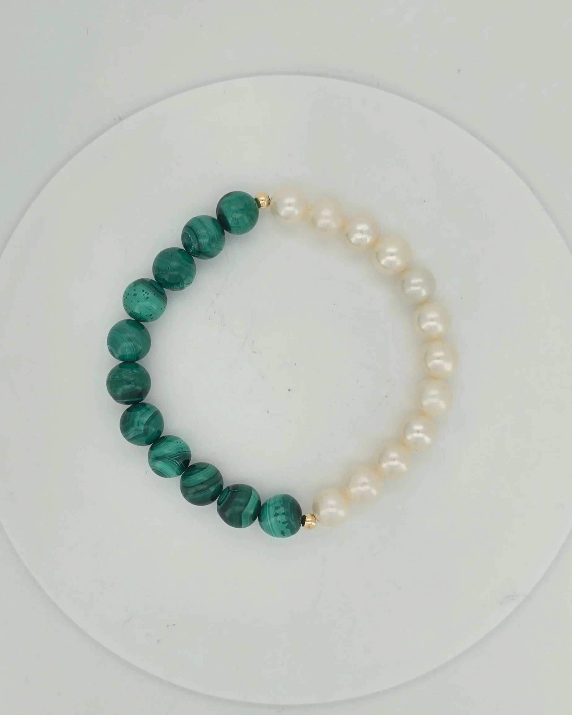 Pearl & Malachite Elastic Bracelet