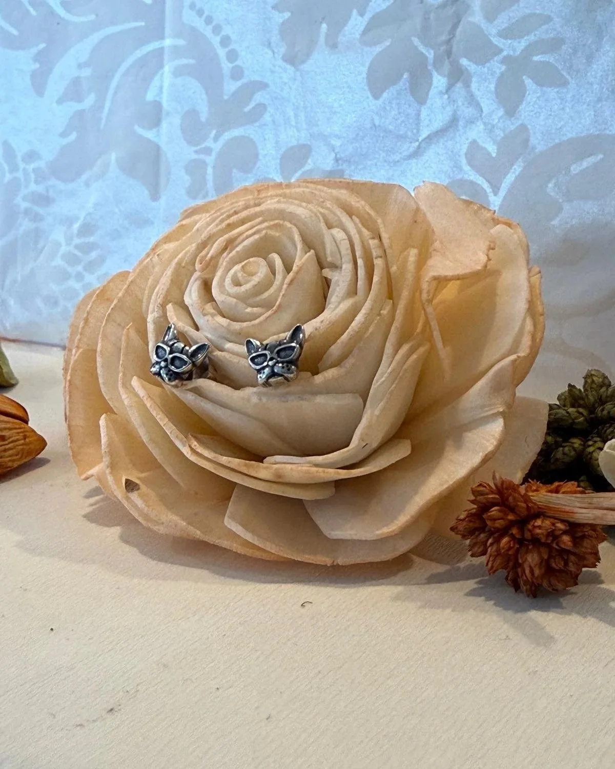 Silver Oxidized Dog Studs