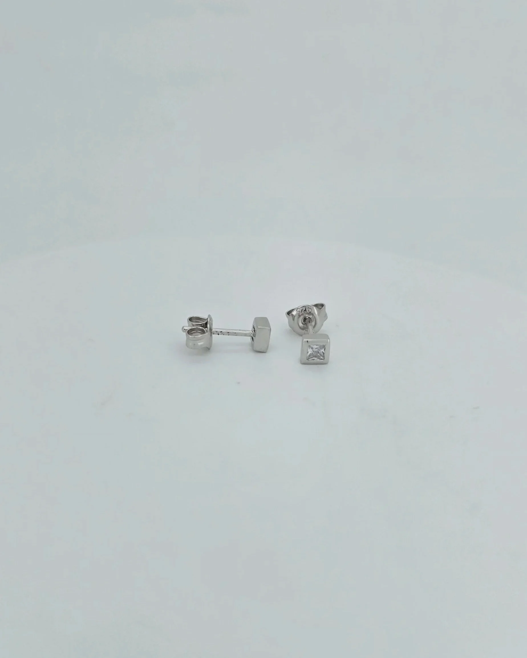 Sterling silver 4mm square stud earrings