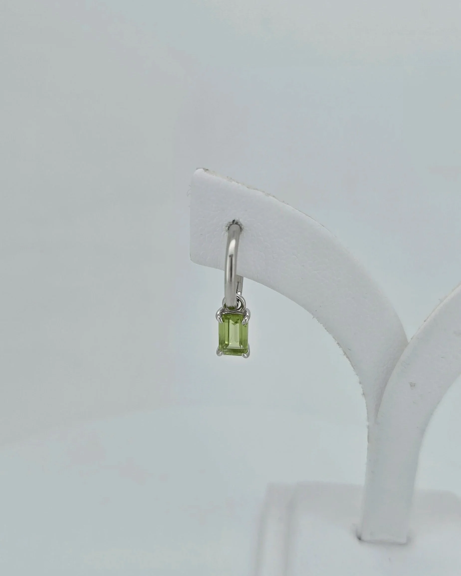Sterling Silver Peridot Charm Huggie Earrings