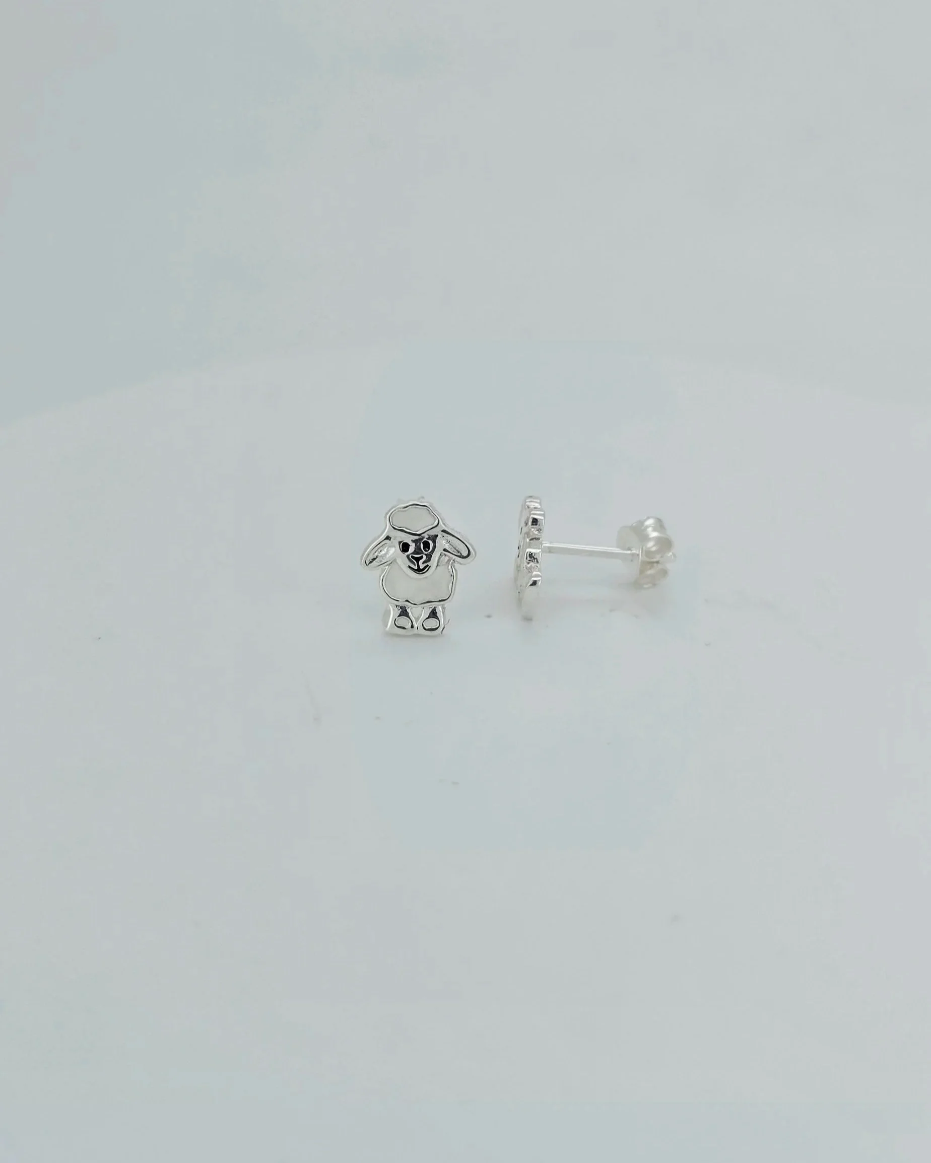 Sterling Silver Ba Ba White Sheep Studs
