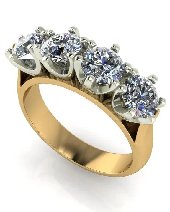 Gold Four Stone Diamond Rex Set Ring