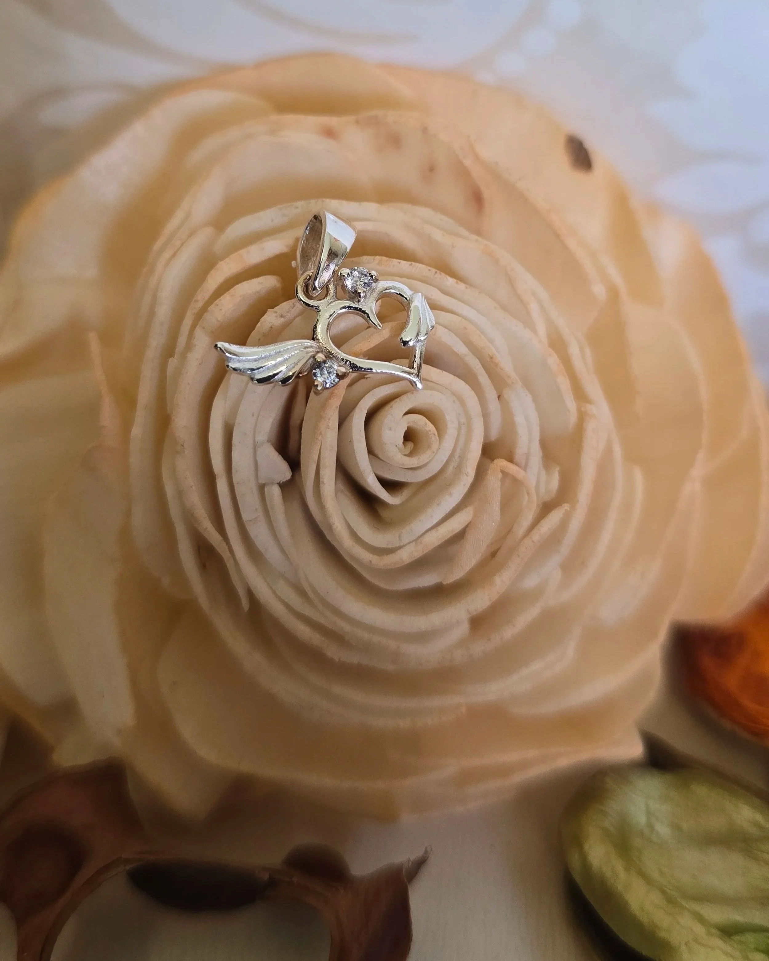 Silver Heart with Wings Pendant