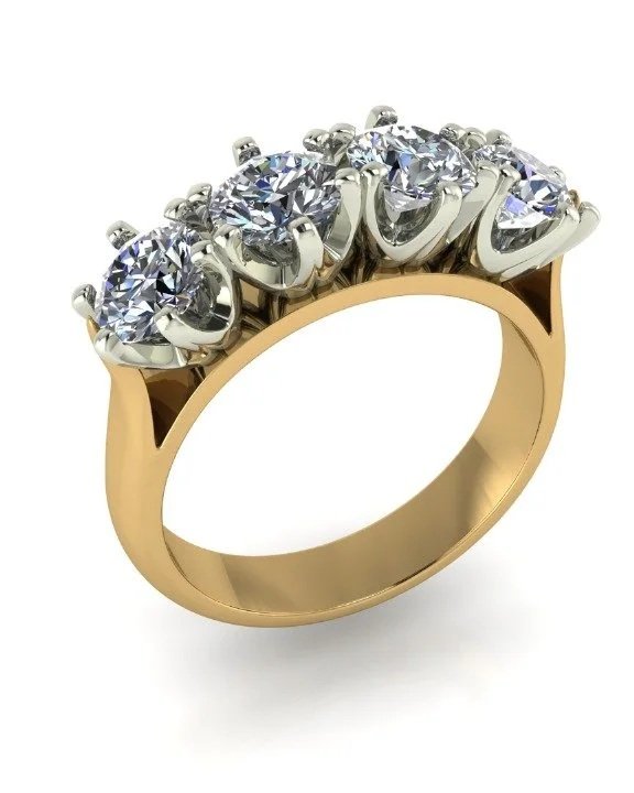Gold Four Stone Diamond Rex Set Ring