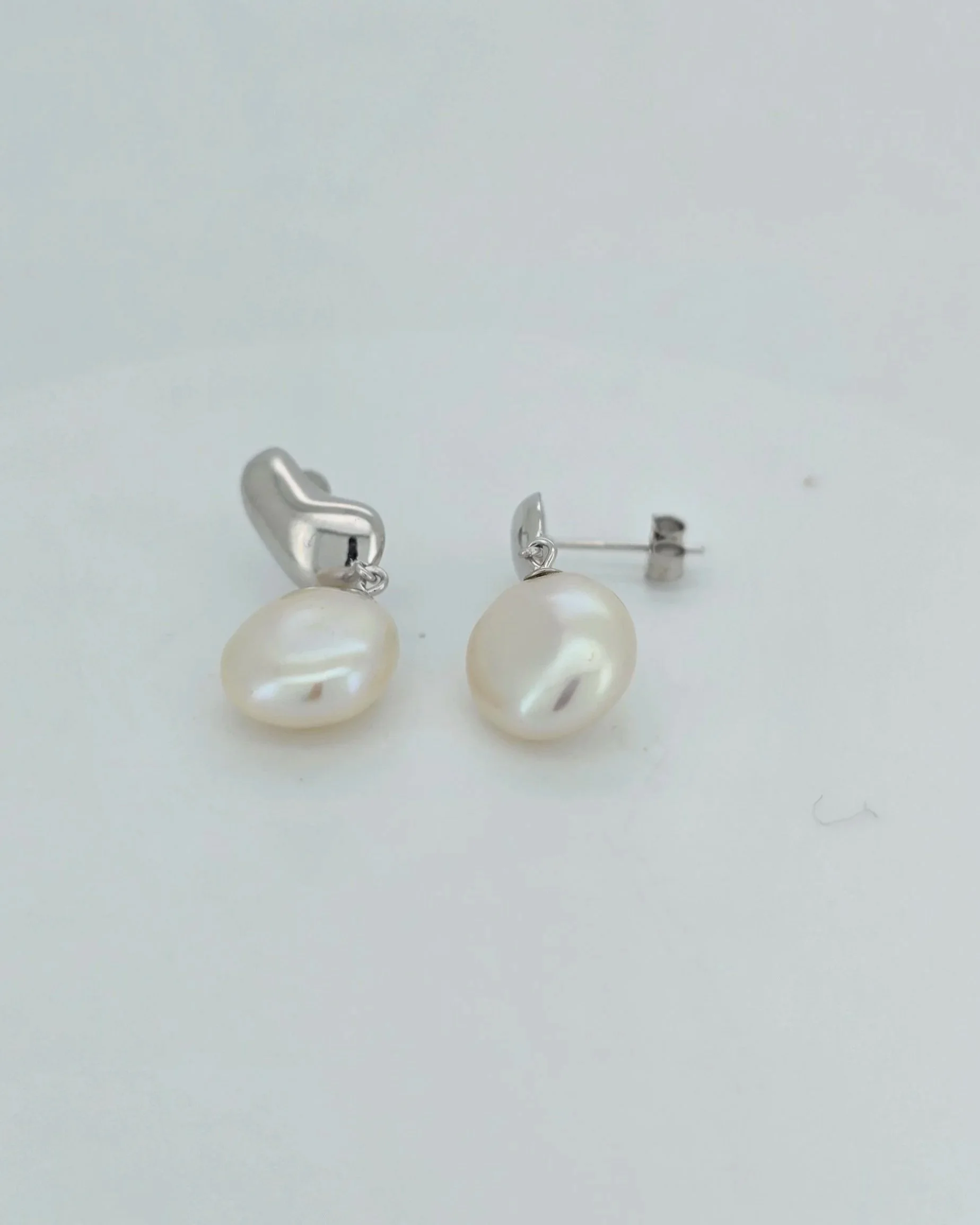 Sterling Silver Keshi Pearl Drop Earrings